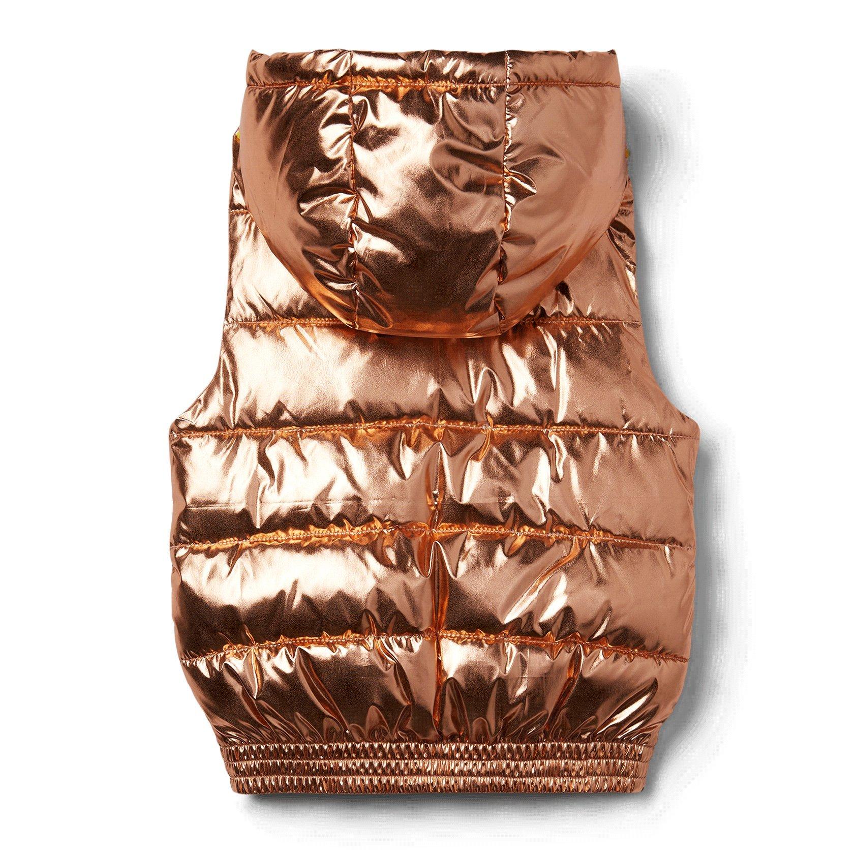 Metallic Hooded Puffer Vest image number 1