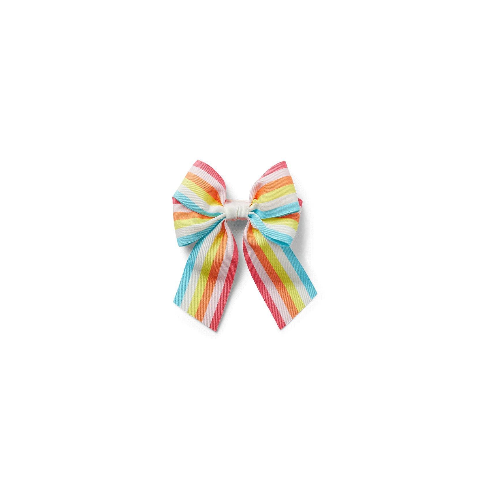 Rainbow Striped Bow Barrette