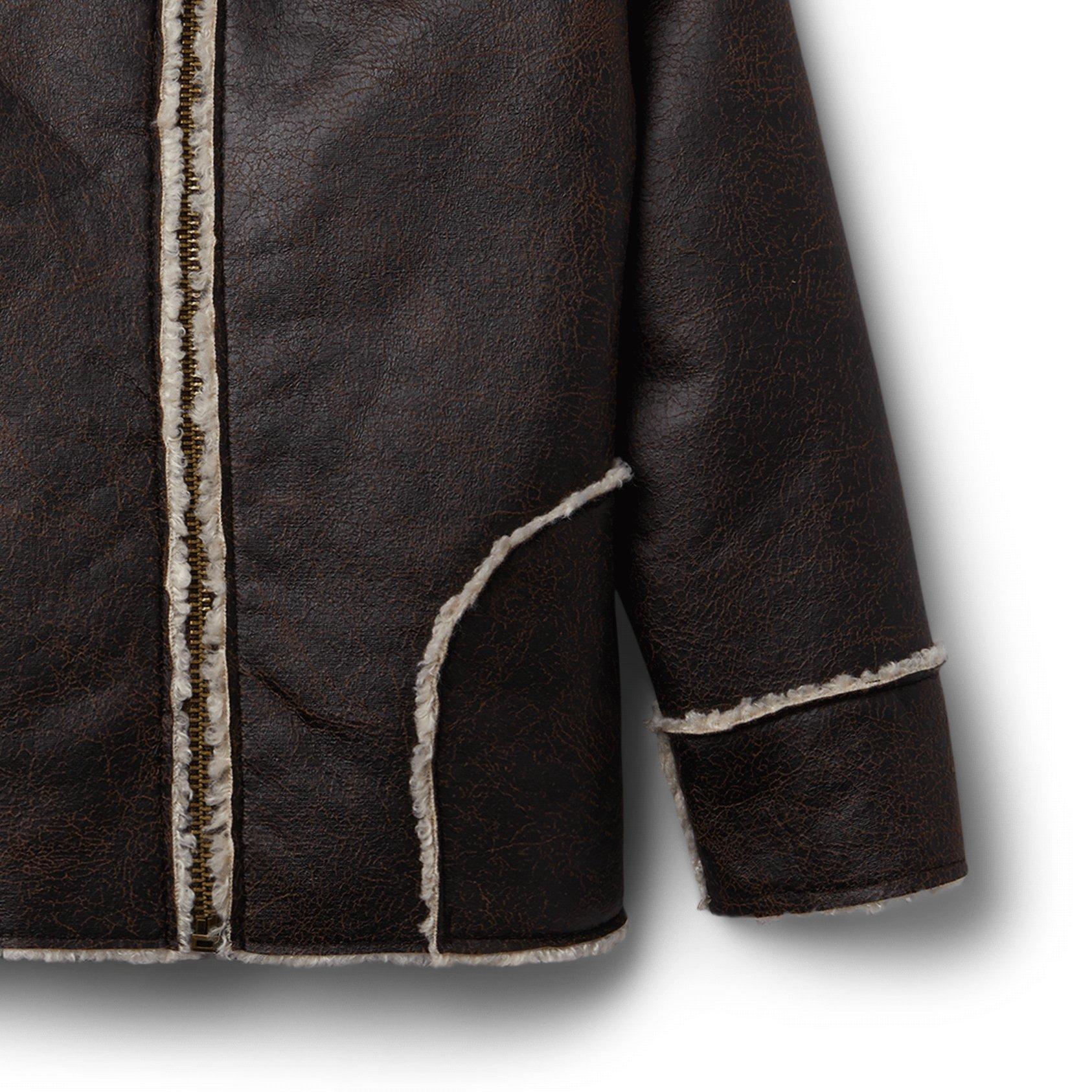 Faux Leather Sherpa Trim Jacket image number 2