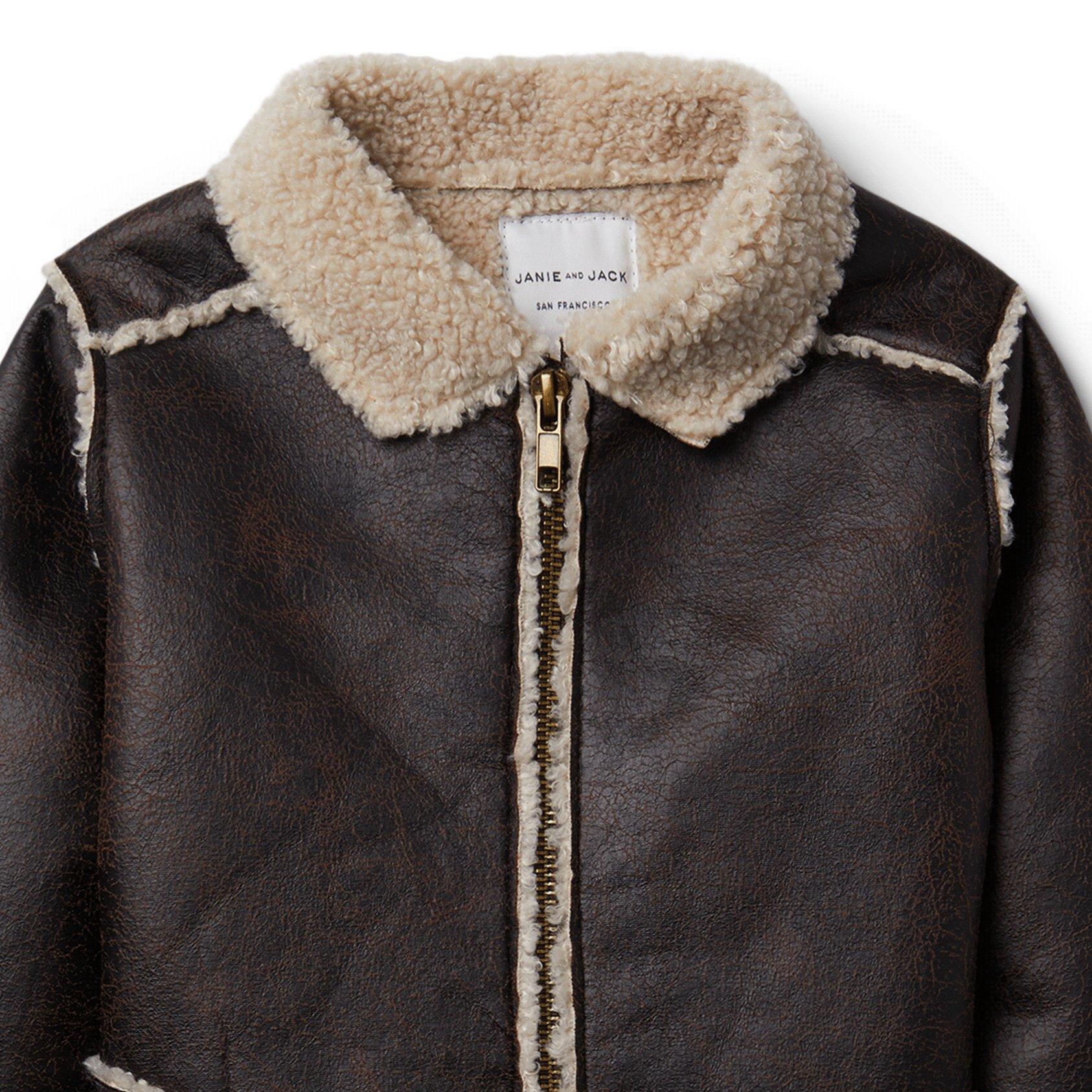 Faux Leather Sherpa Trim Jacket image number 3