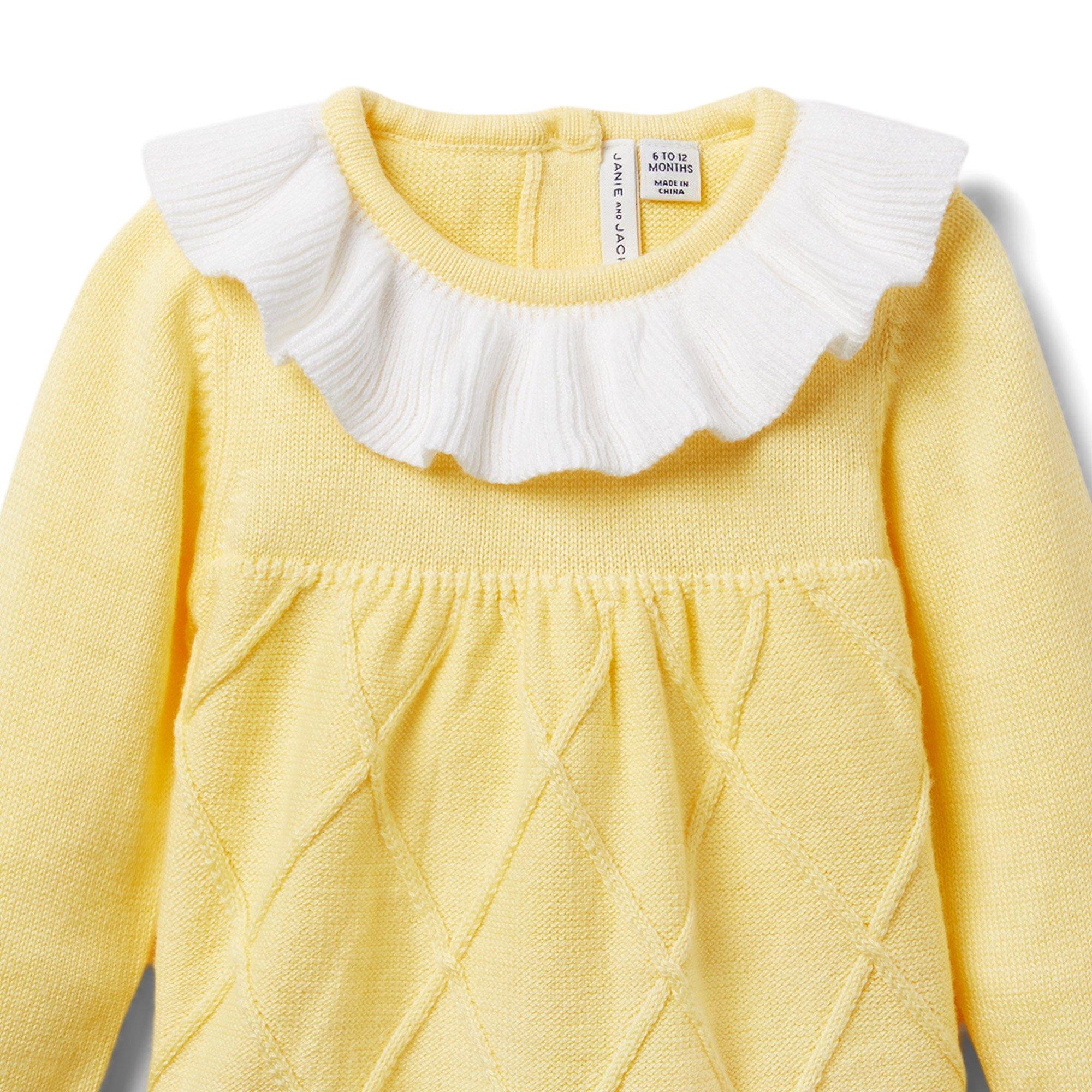 Baby Cable Knit Ruffle Collar Romper image number 2