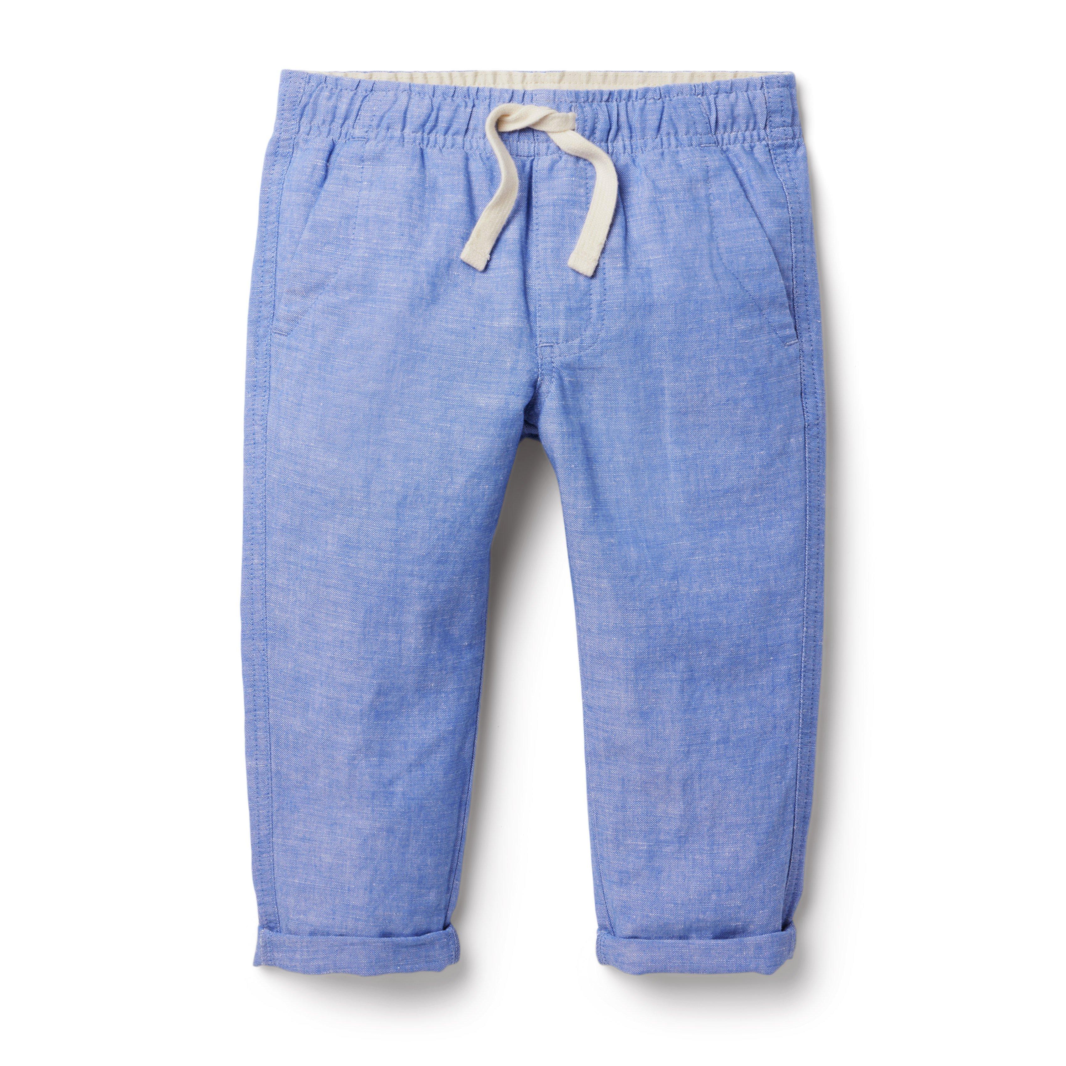 Boy Midday Blue Linen Pull-On Pant by Janie and Jack