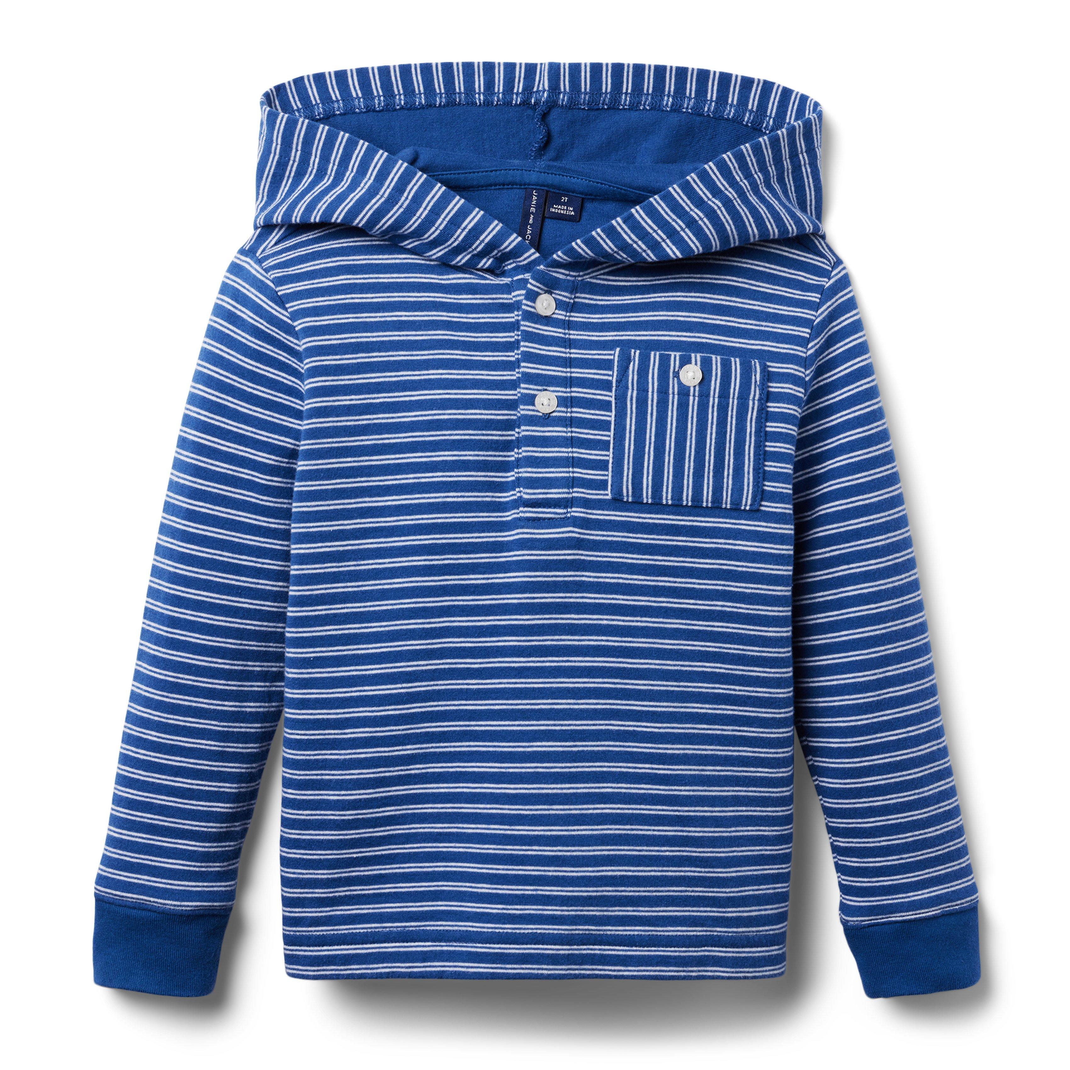 Striped Hooded Jersey Sweatshirt