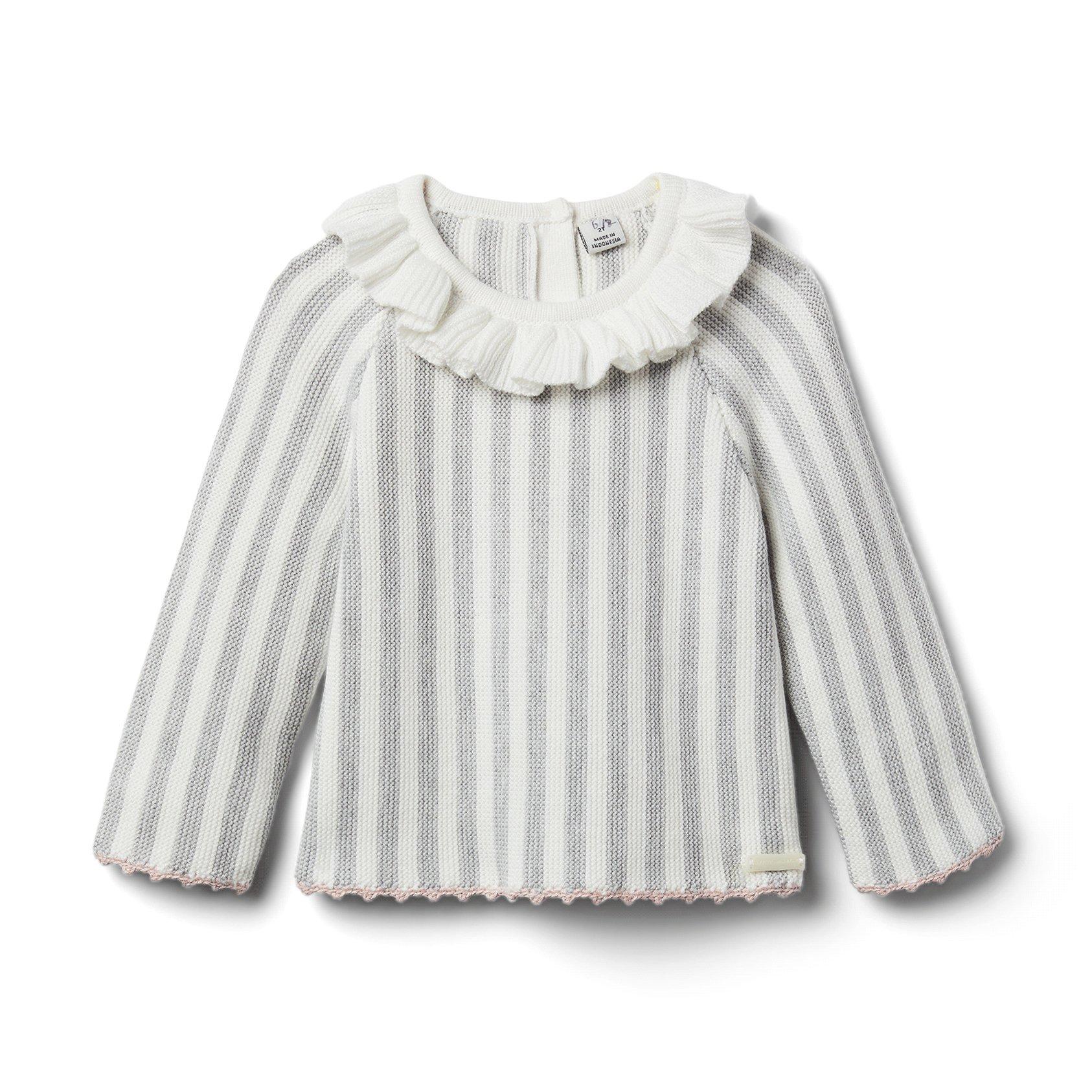 Baby Striped Ruffle Collar Sweater image number 0