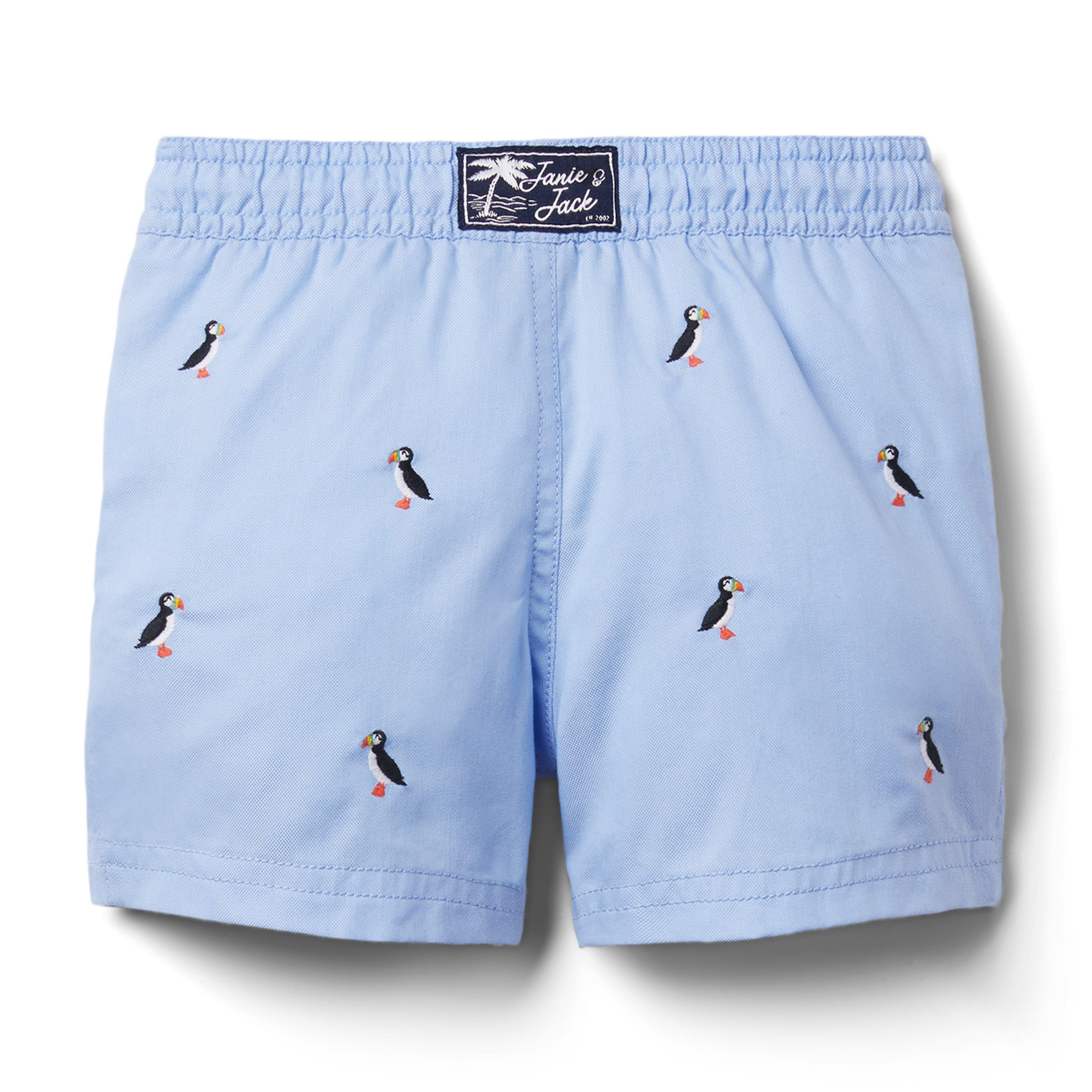 Embroidered Puffin Swim Trunk image number 1