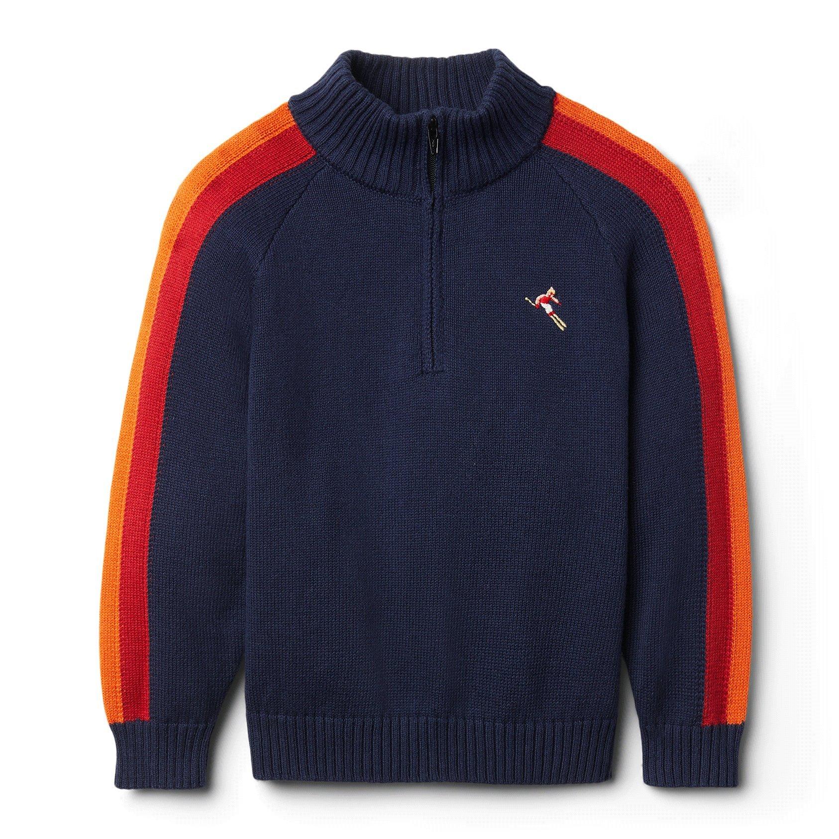 Striped Sleeve Half-Zip Sweater image number 0