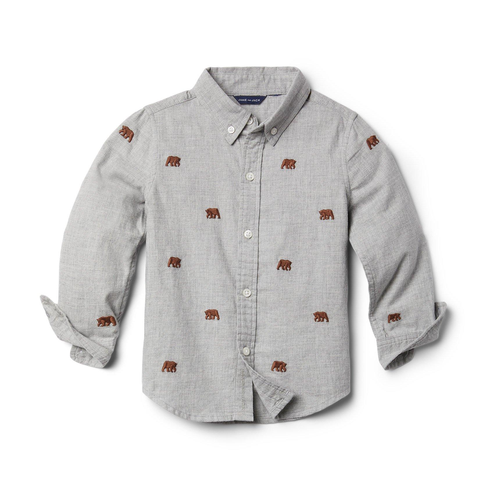 Embroidered Bear Brushed Twill Shirt image number 0