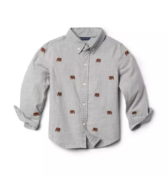 Embroidered Bear Brushed Twill Shirt