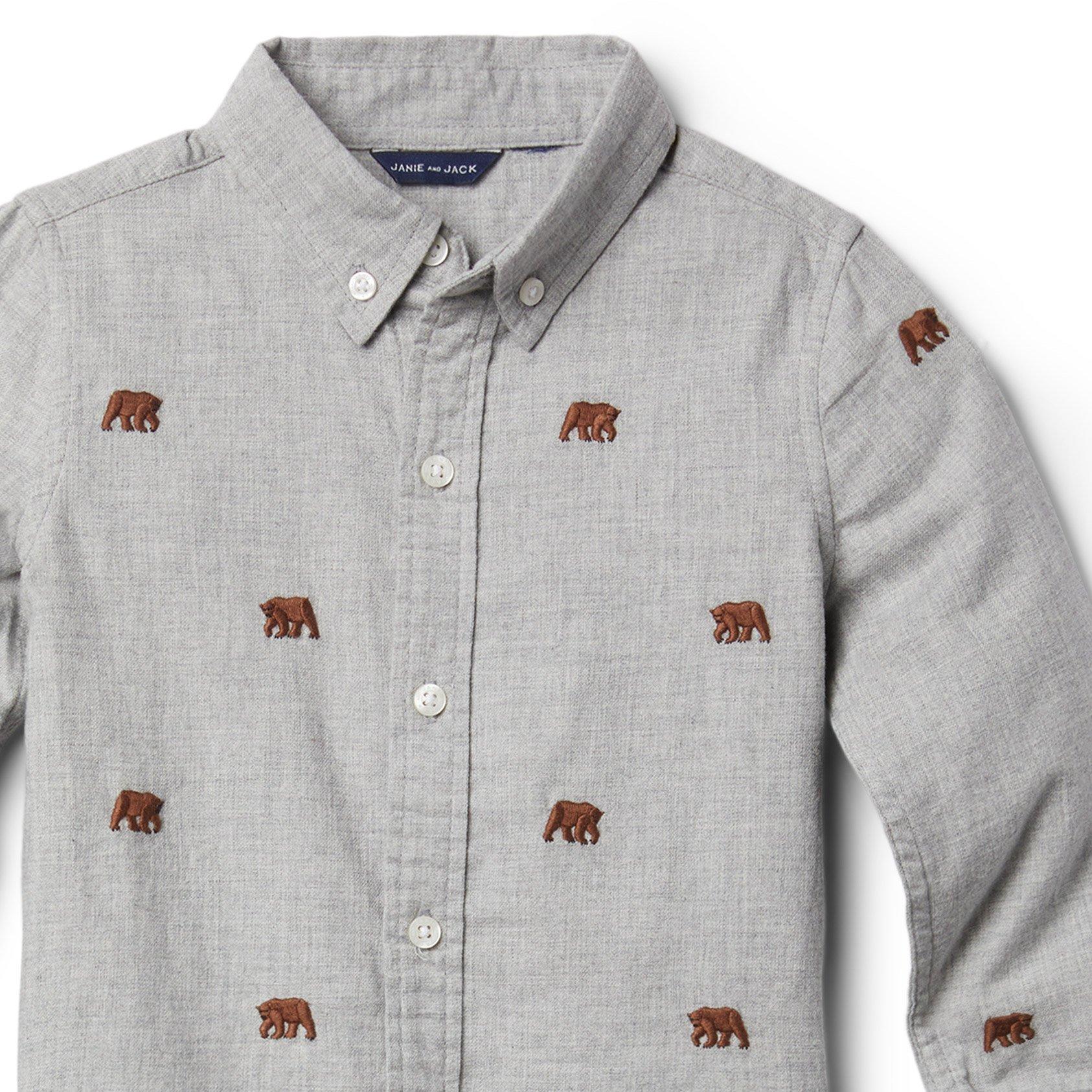 Embroidered Bear Brushed Twill Shirt image number 2