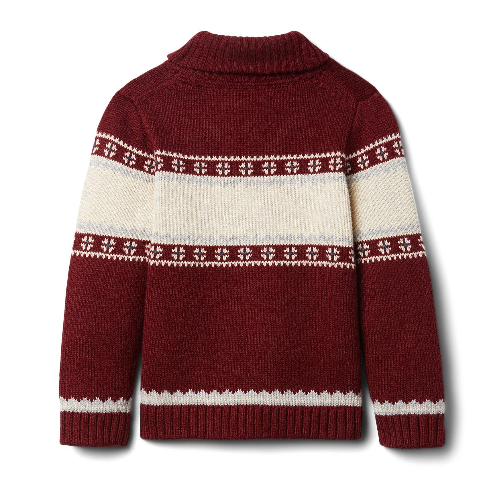 Fair Isle Bear Shawl Collar Sweater image number 1