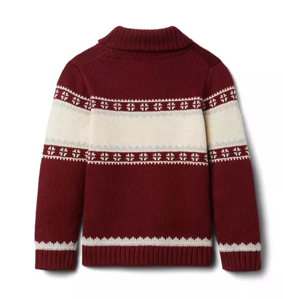 Fair Isle Bear Shawl Collar Sweater image number 1