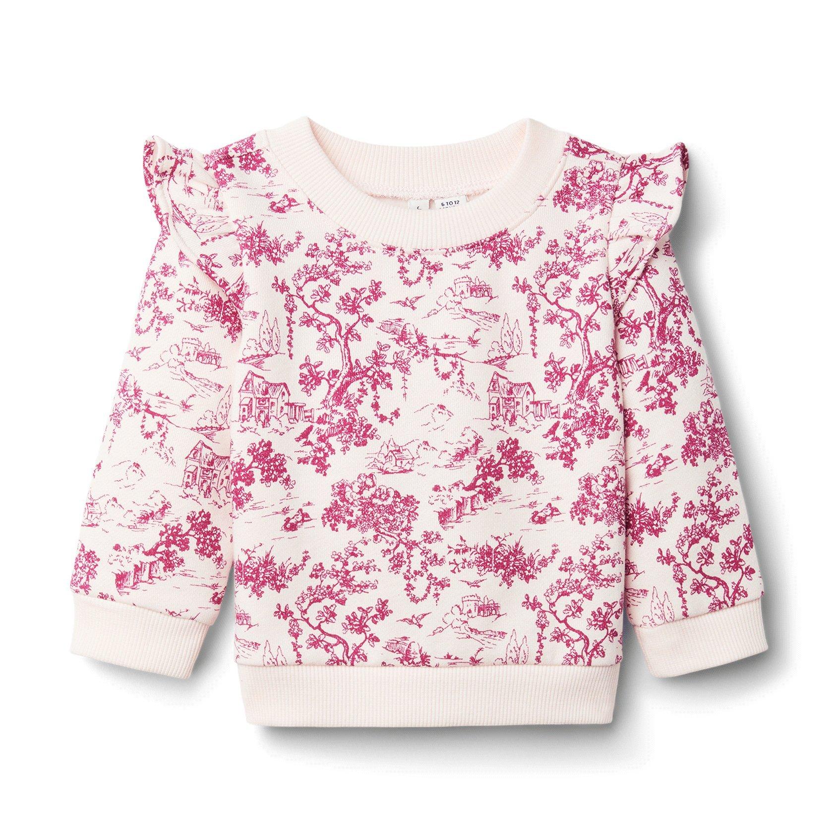 Baby Toile Ruffle Shoulder Sweatshirt image number 0