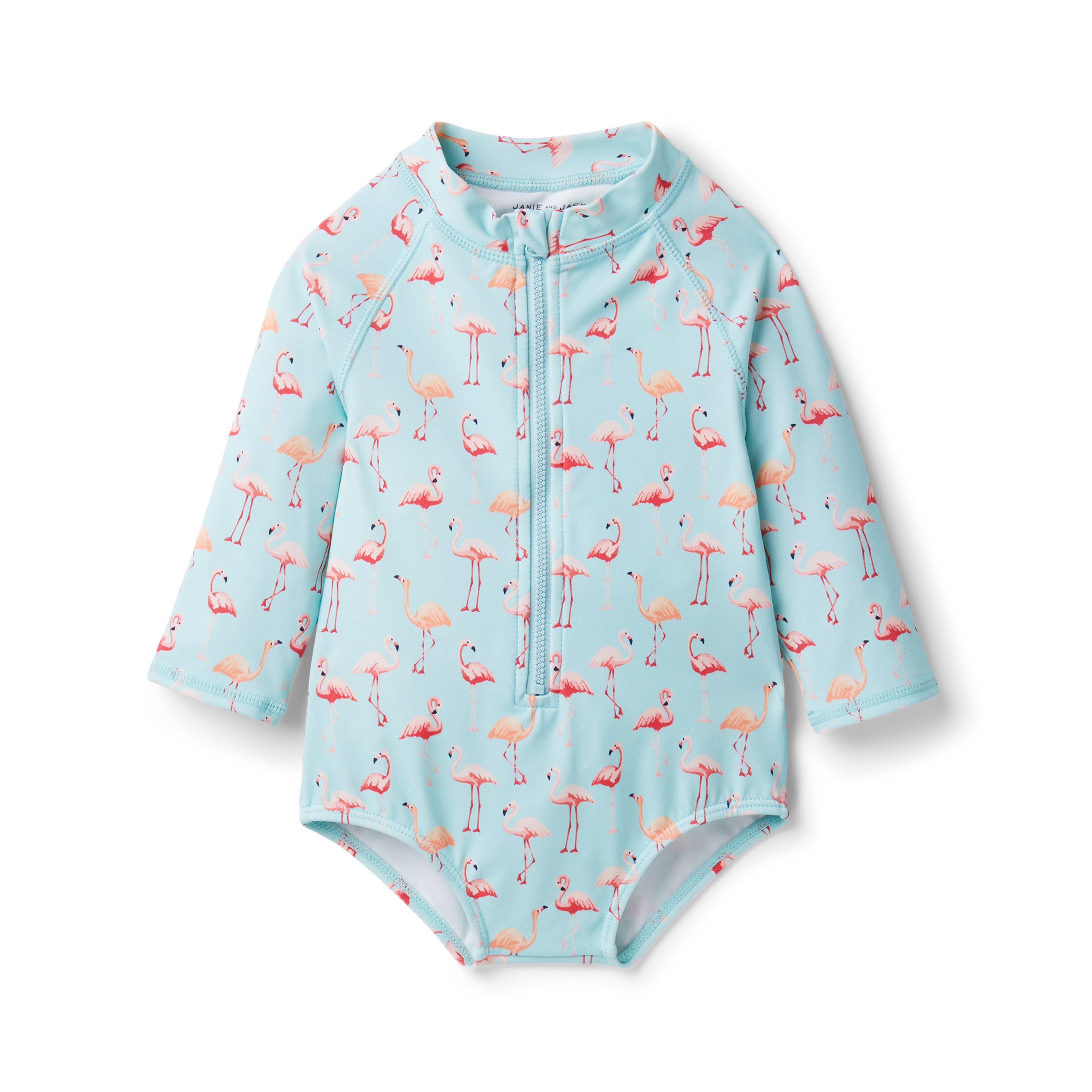 Newborn Clearwater Flamingo Print Baby Flamingo Rash Guard Swimsuit by ...