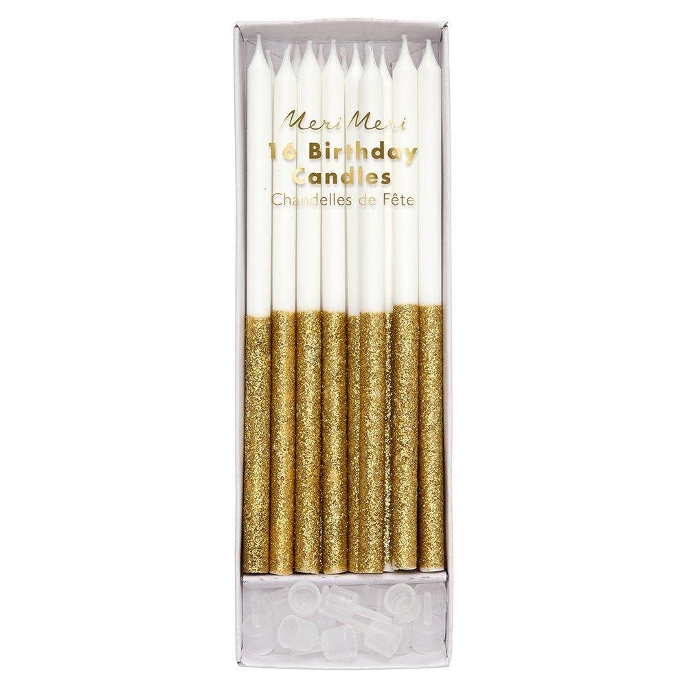 Meri Meri Gold Glitter Dipped Candle Pack image number 0