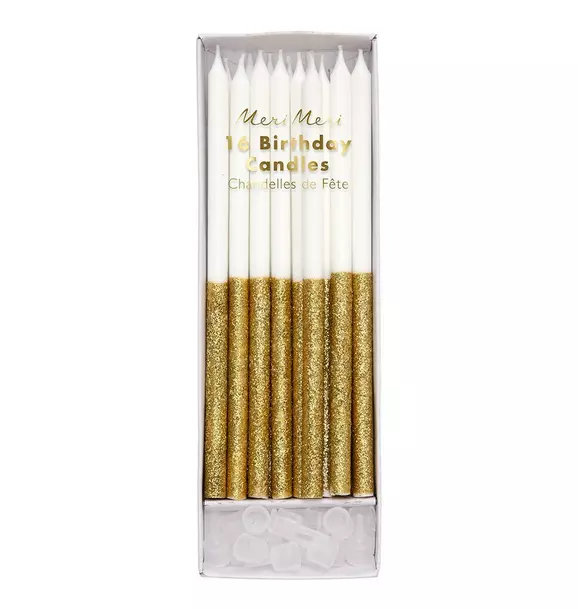 Meri Meri Gold Glitter Dipped Candle Pack