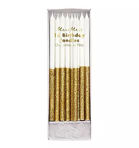 Meri Meri Gold Glitter Dipped Candle Pack