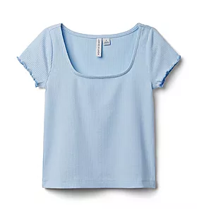 Ribbed Square Neck Tee