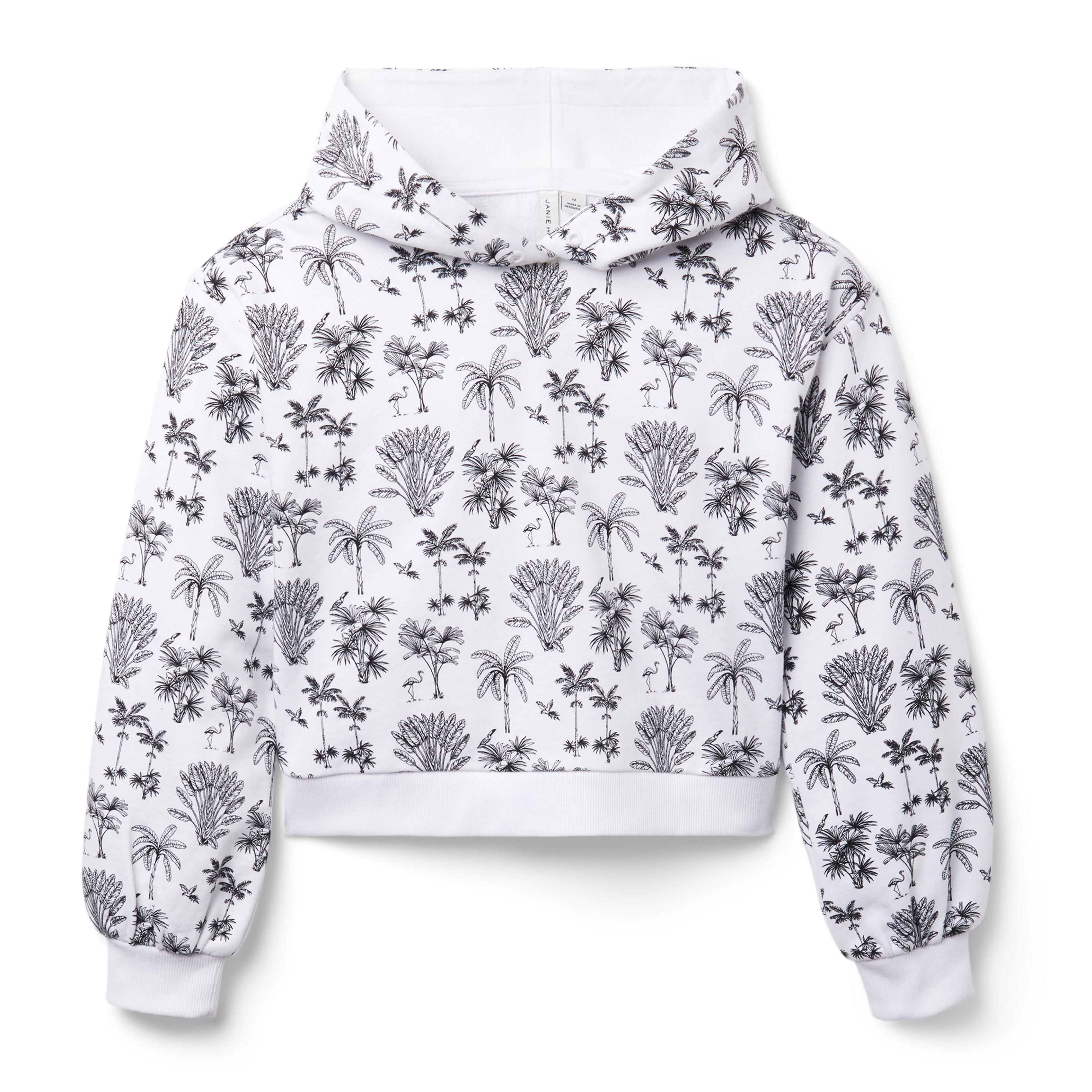 Palm Toile Cropped Hooded Sweatshirt image number 0
