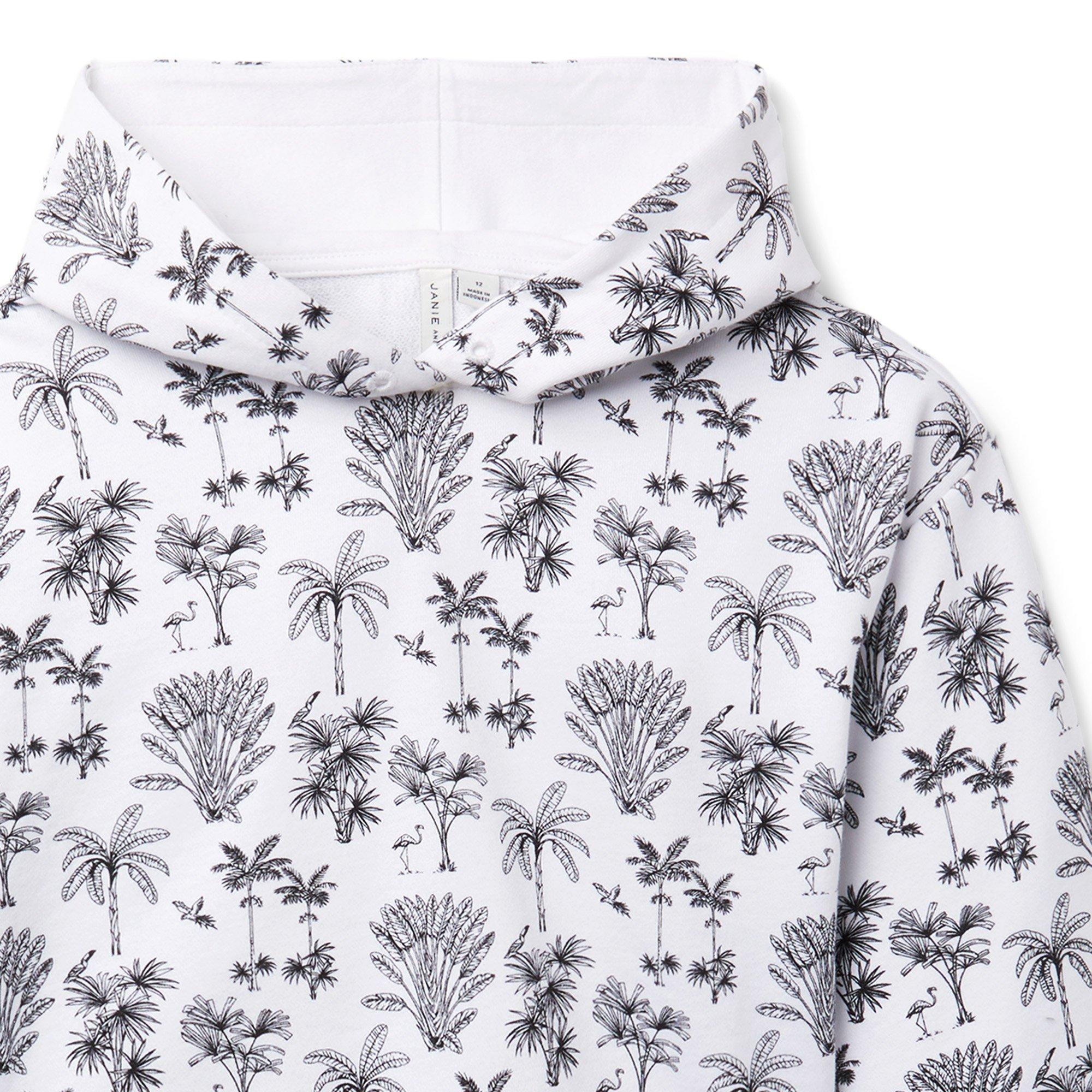 Palm Toile Cropped Hooded Sweatshirt image number 2