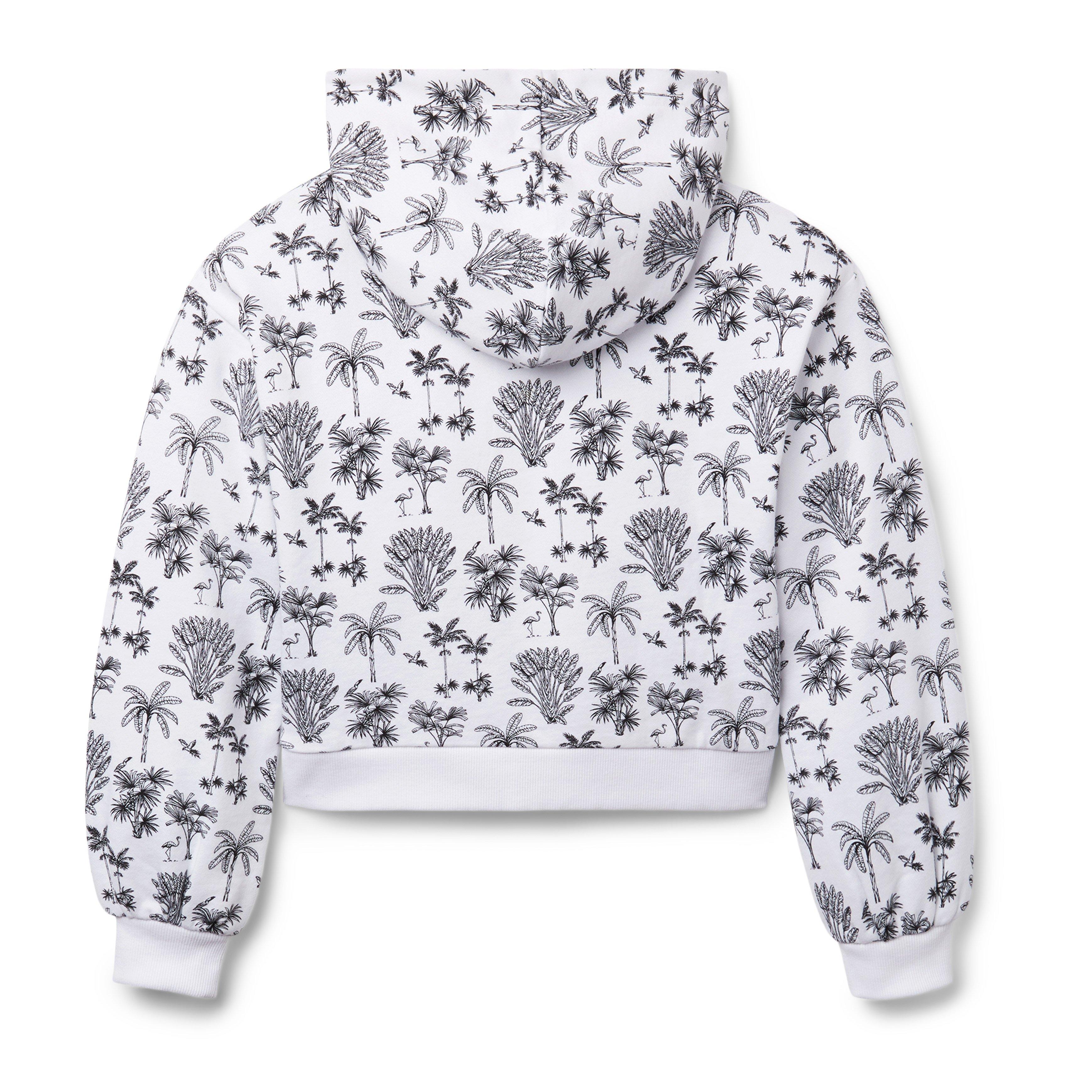 Palm Toile Cropped Hooded Sweatshirt image number 1