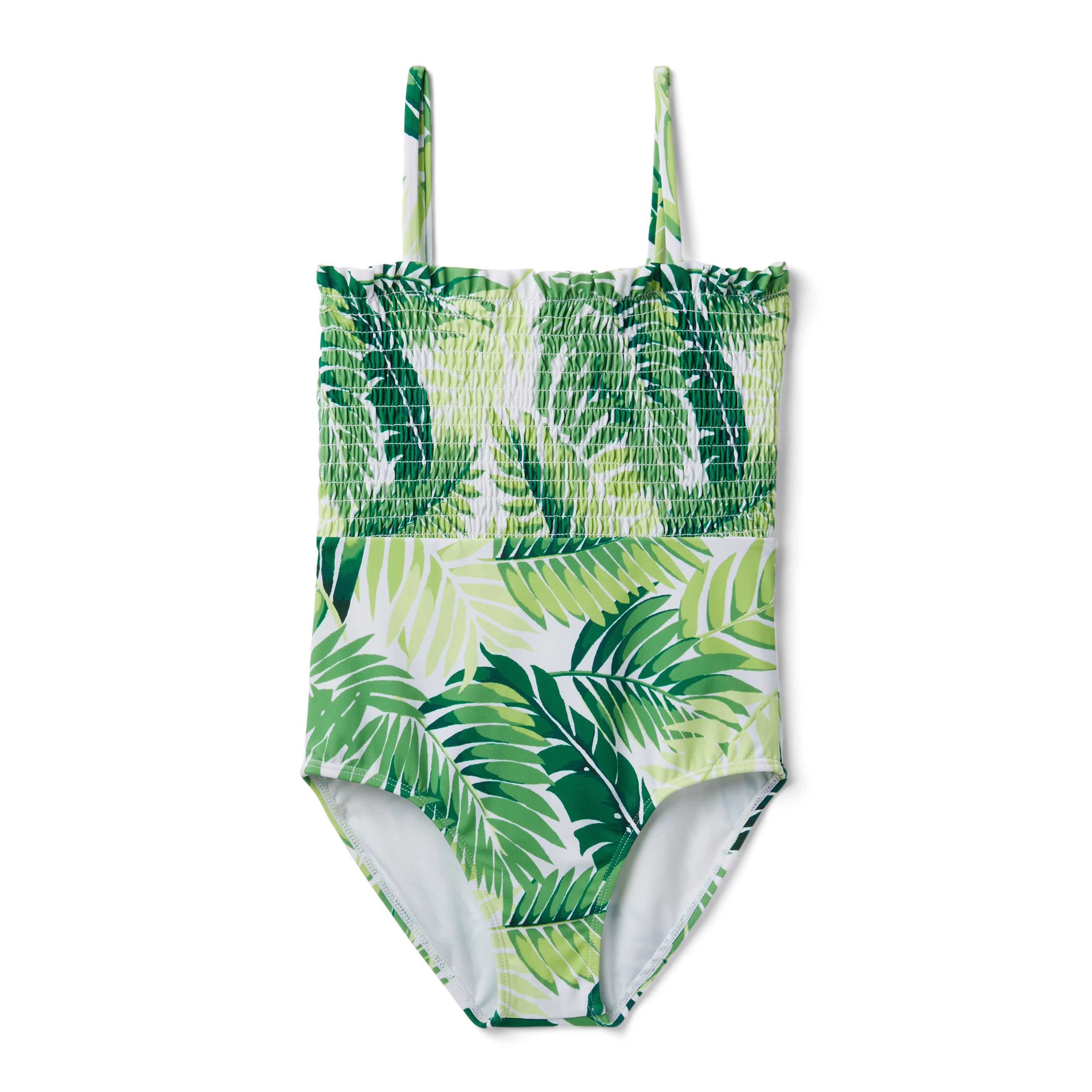 Palm Leaf Smocked Swimsuit