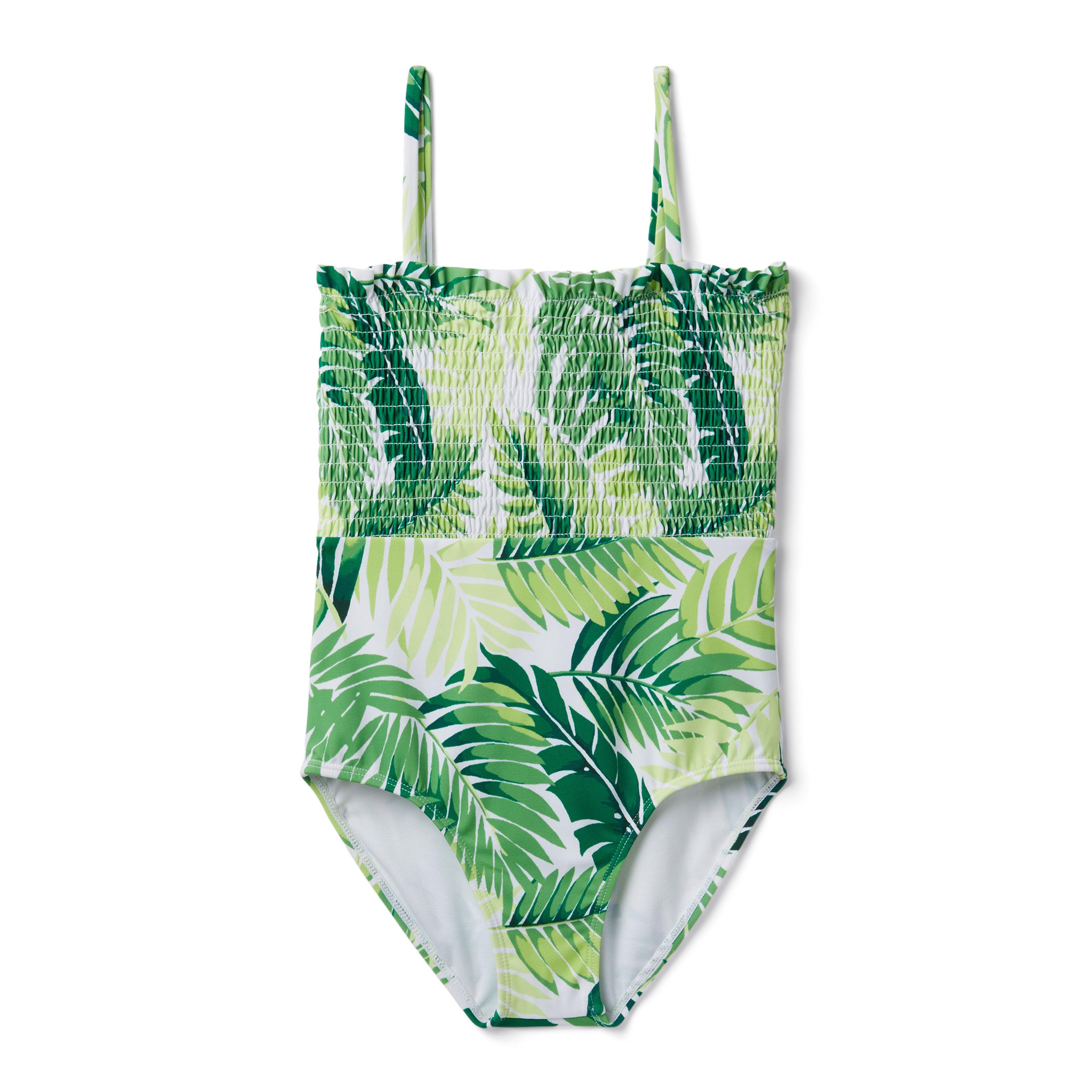 Palm Leaf Smocked Swimsuit image number 0