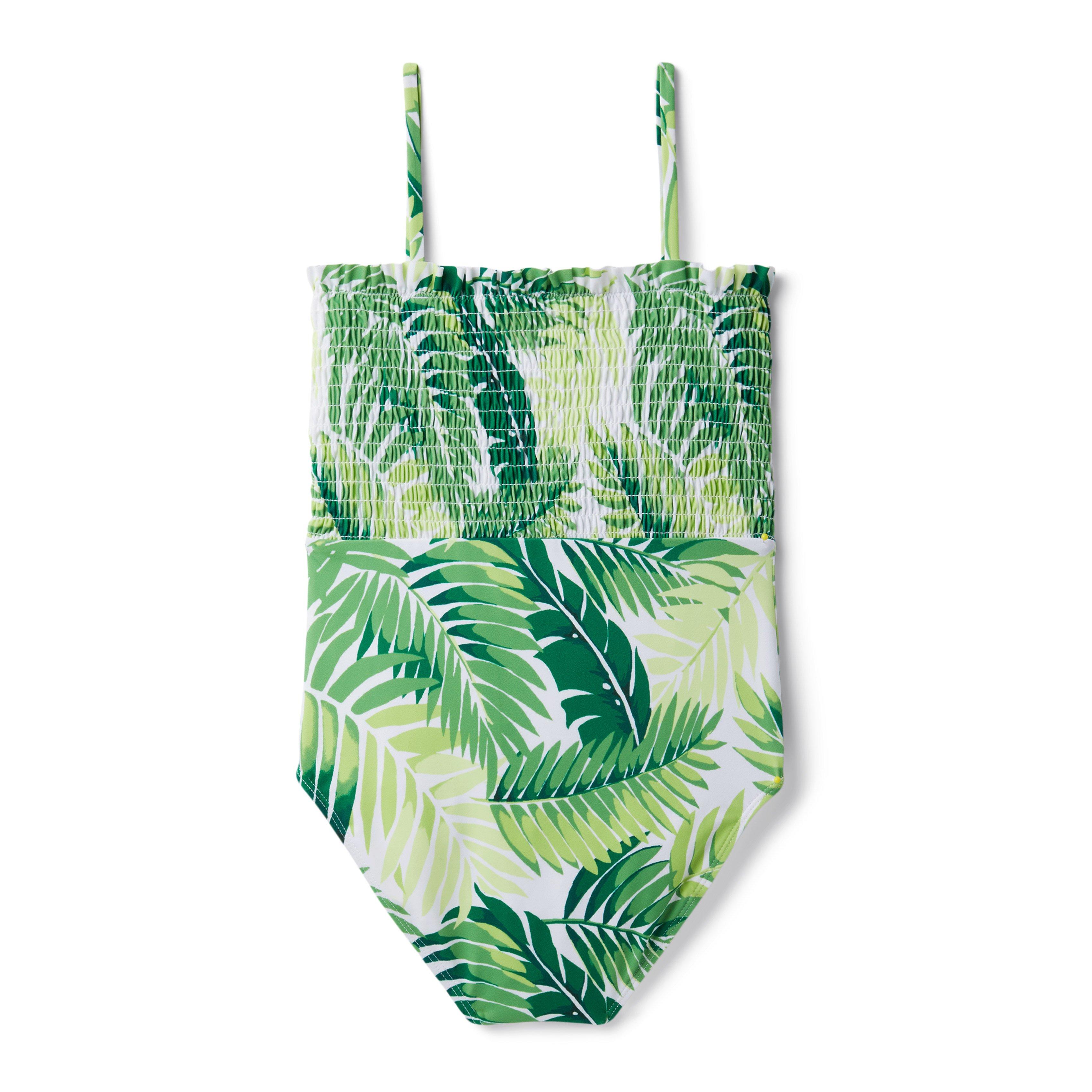 Palm Leaf Smocked Swimsuit image number 1