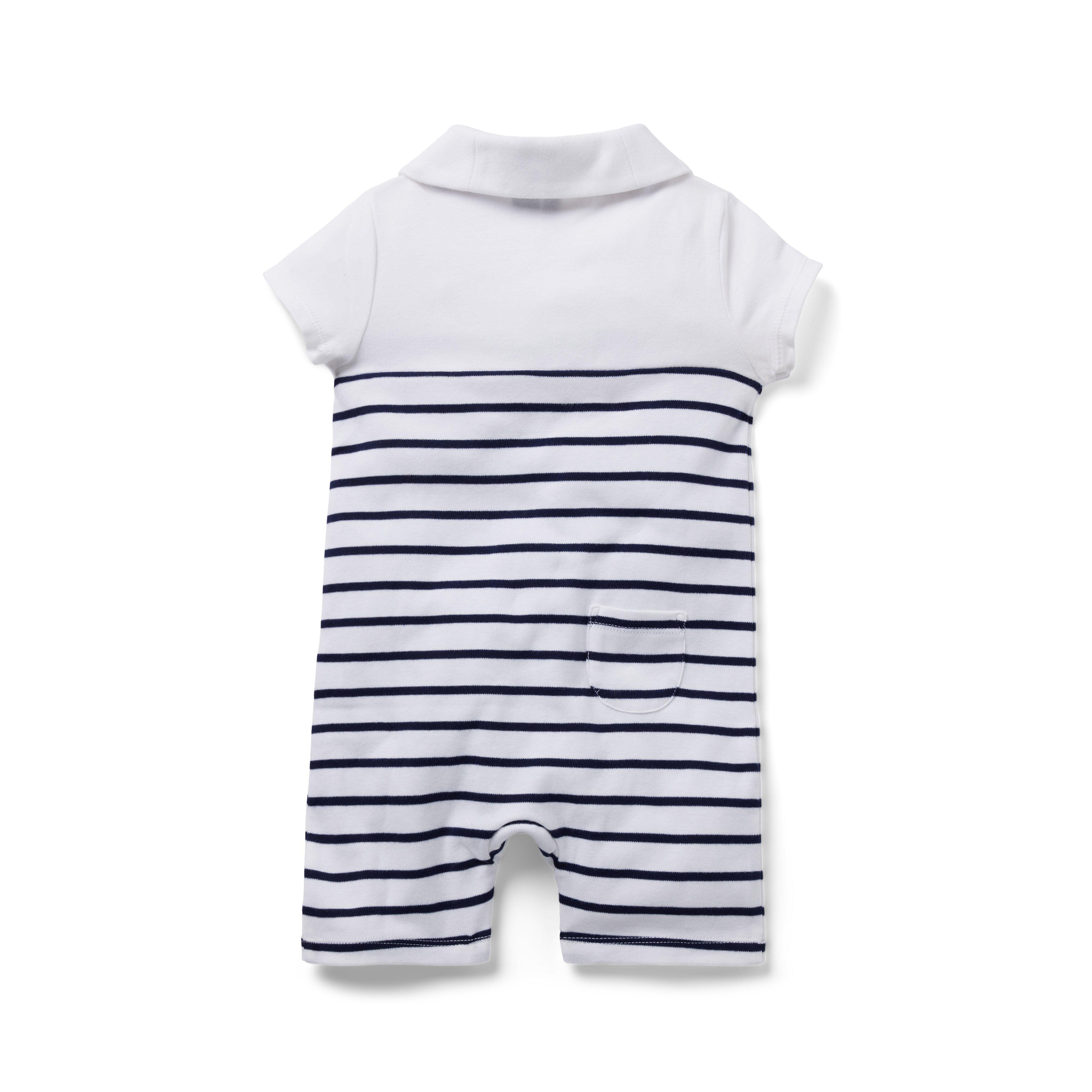 Baby Striped Shawl Collar Romper image number 1