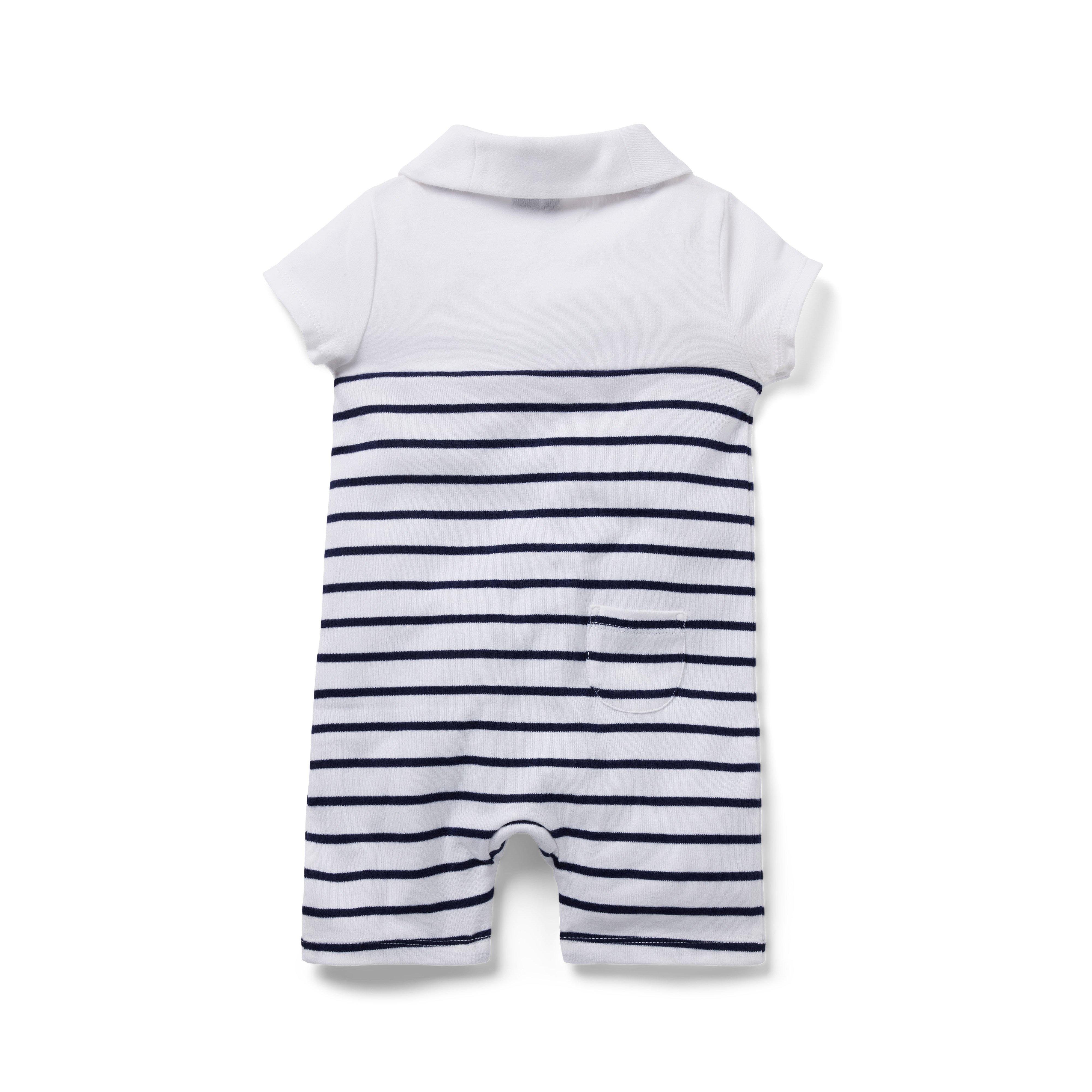 Baby Striped Shawl Collar Romper image number 1