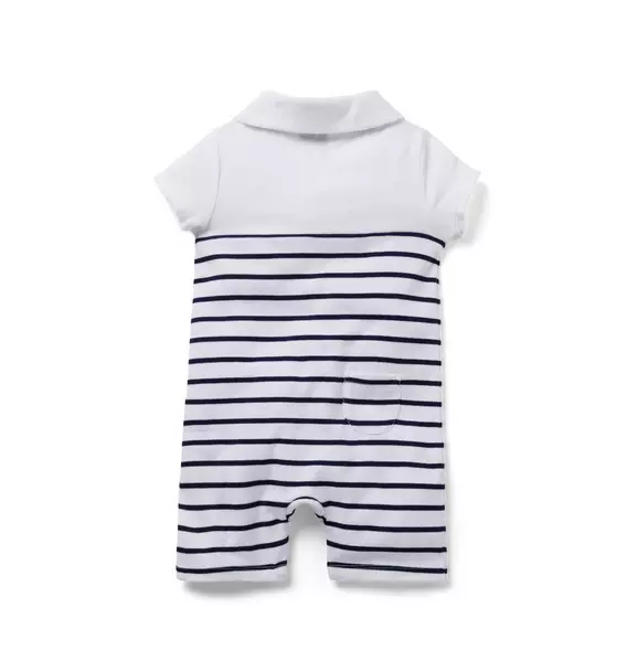 Baby Striped Shawl Collar Romper image number 1