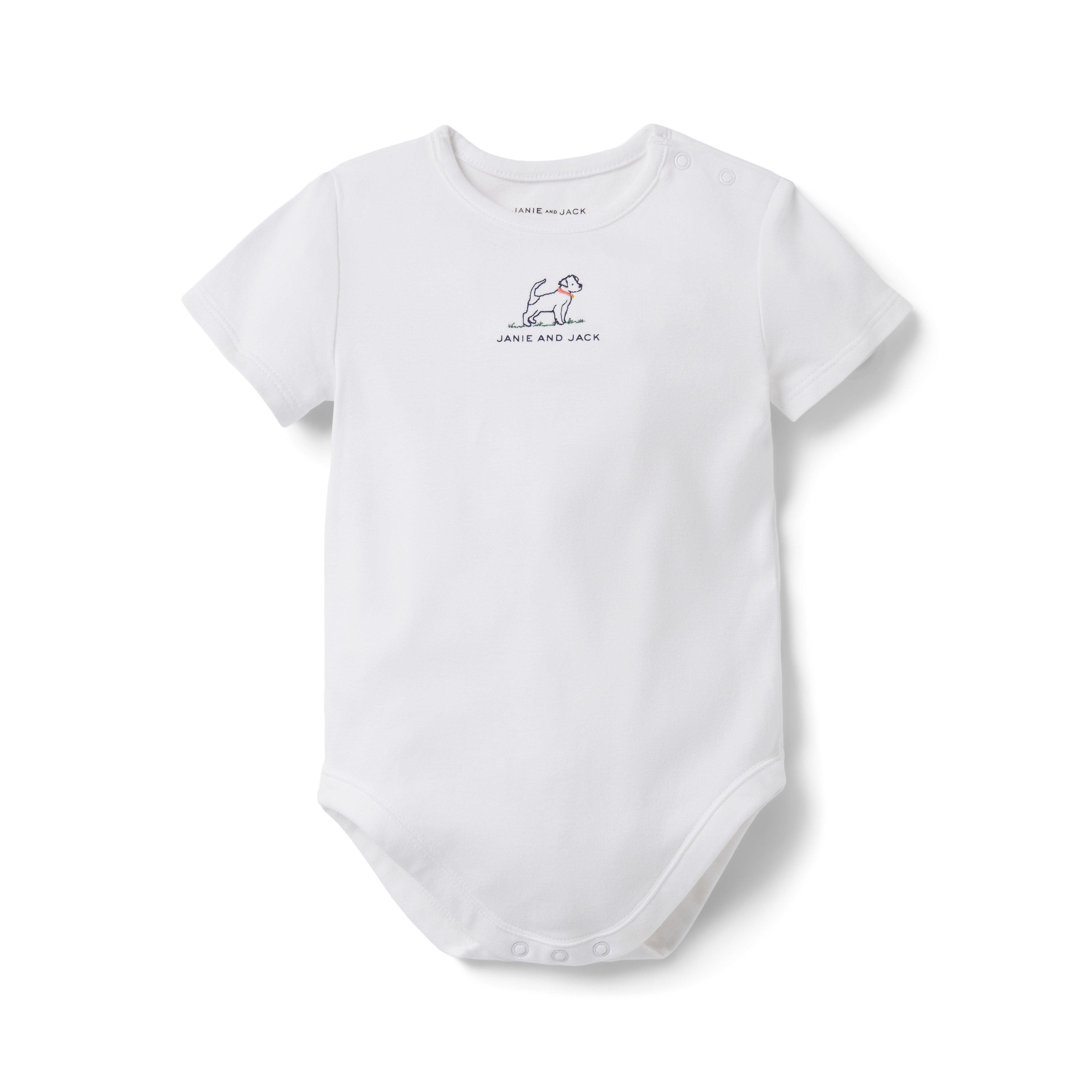 Baby Embroidered Dog Bodysuit image number 0