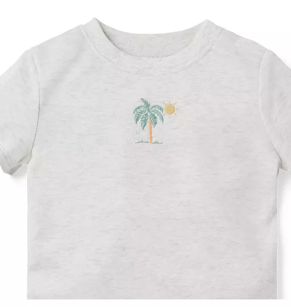 Baby Embroidered Elephant Palm Tree Bodysuit image number 1