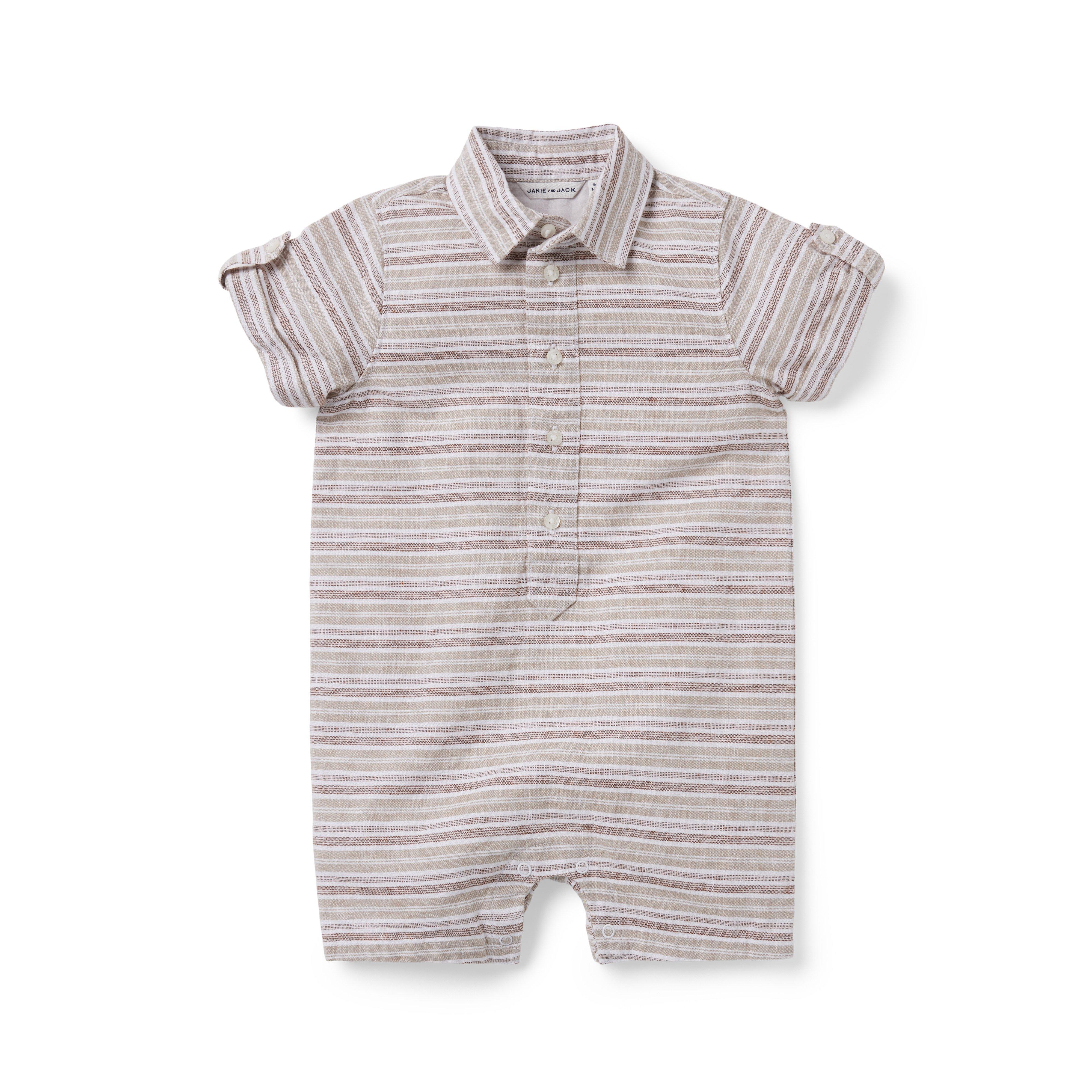 Baby Striped Linen Romper image number 0