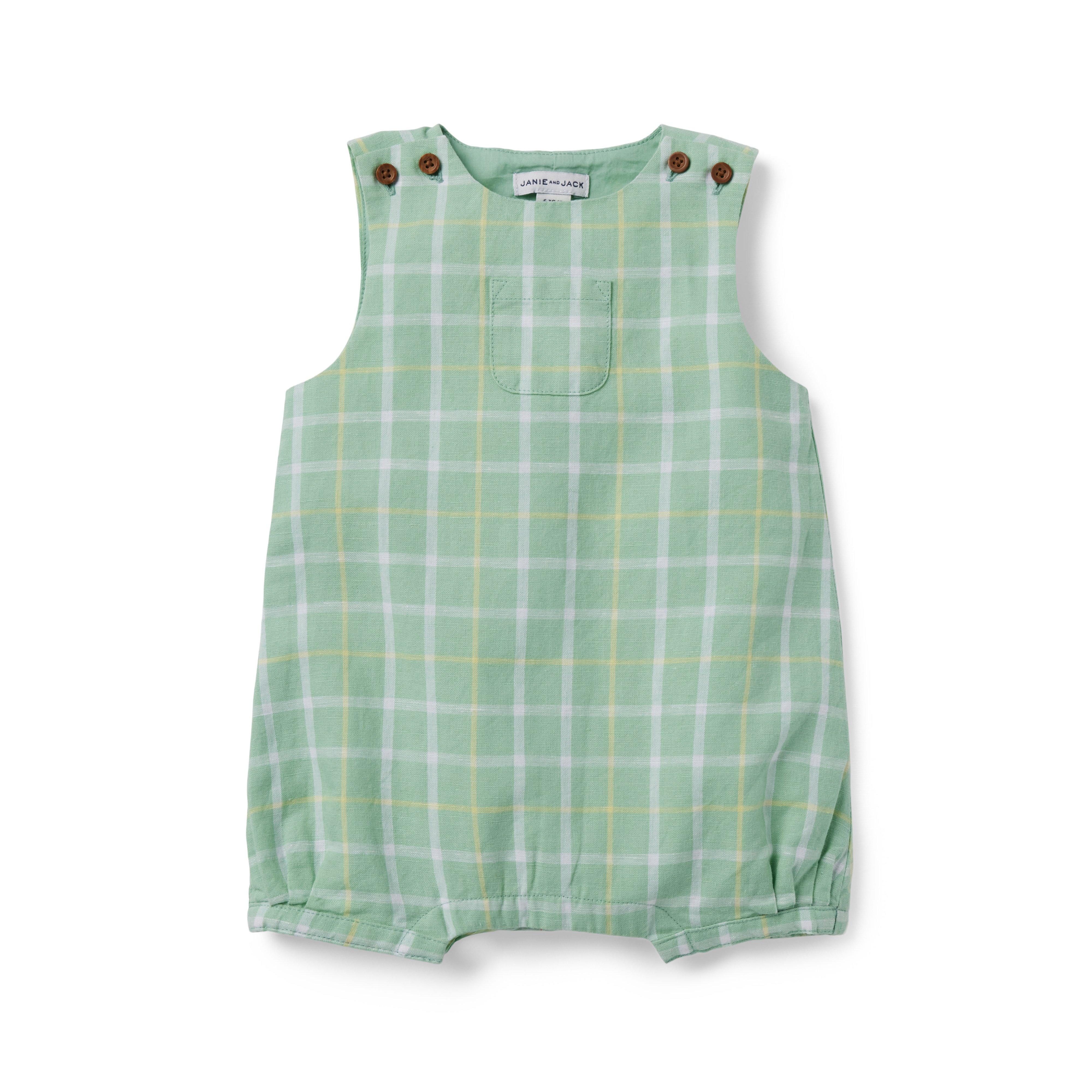 Baby Plaid Linen Romper image number 0