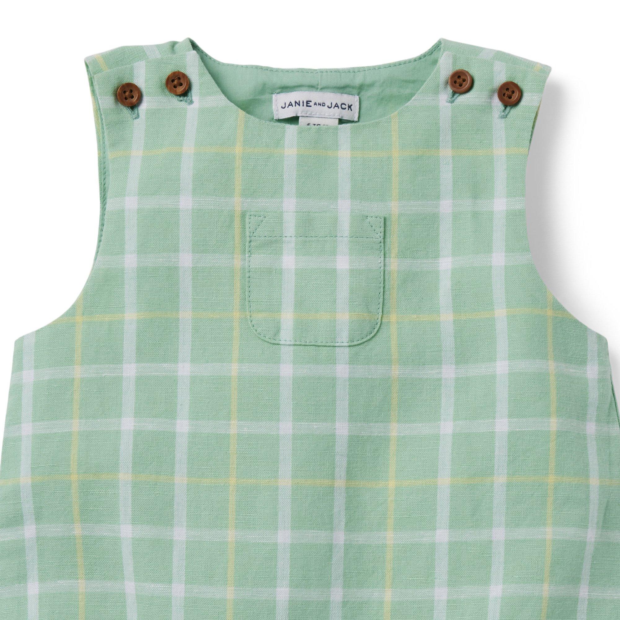 Baby Plaid Linen Romper image number 2