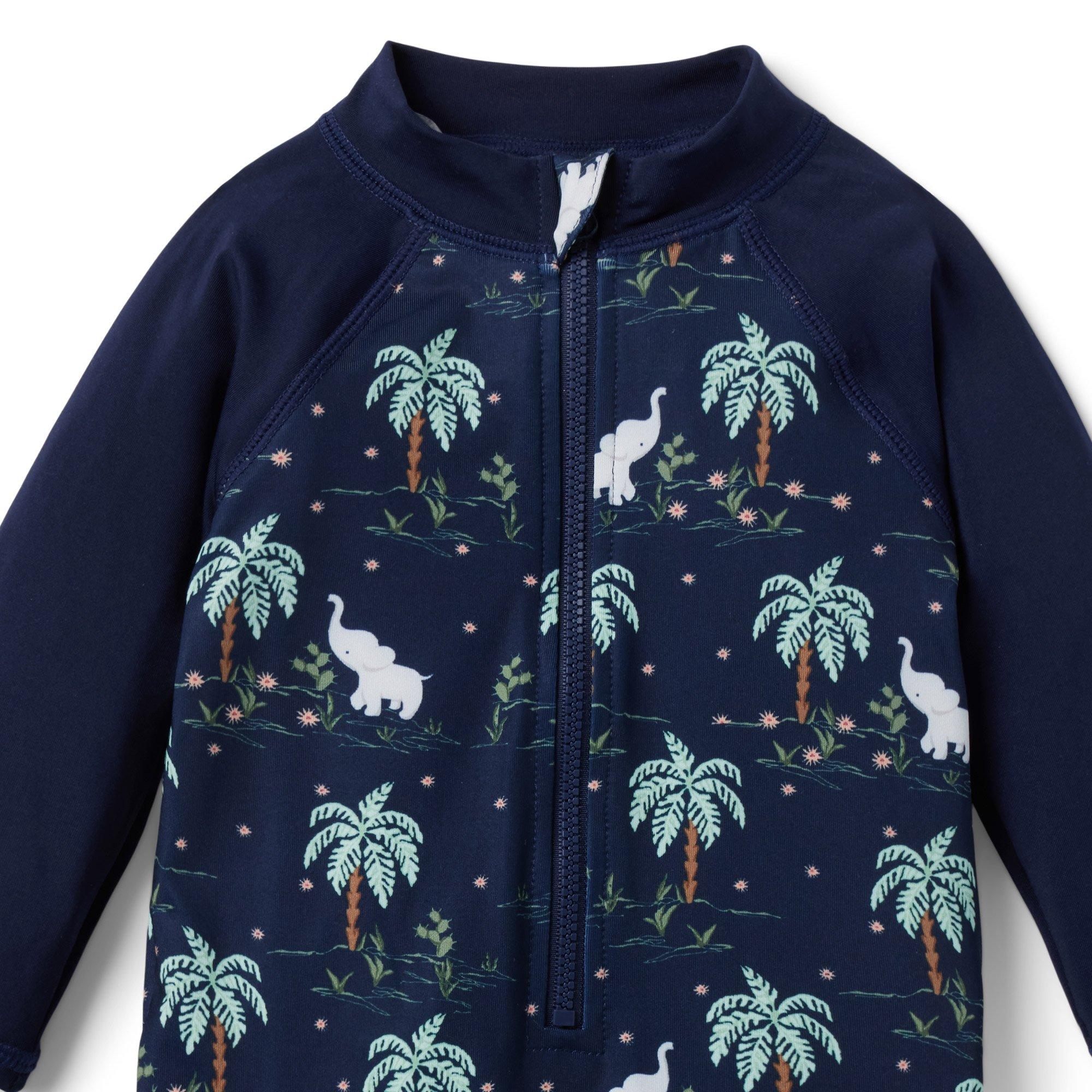 Baby Elephant Palm Tree Recycled Rash Guard image number 2