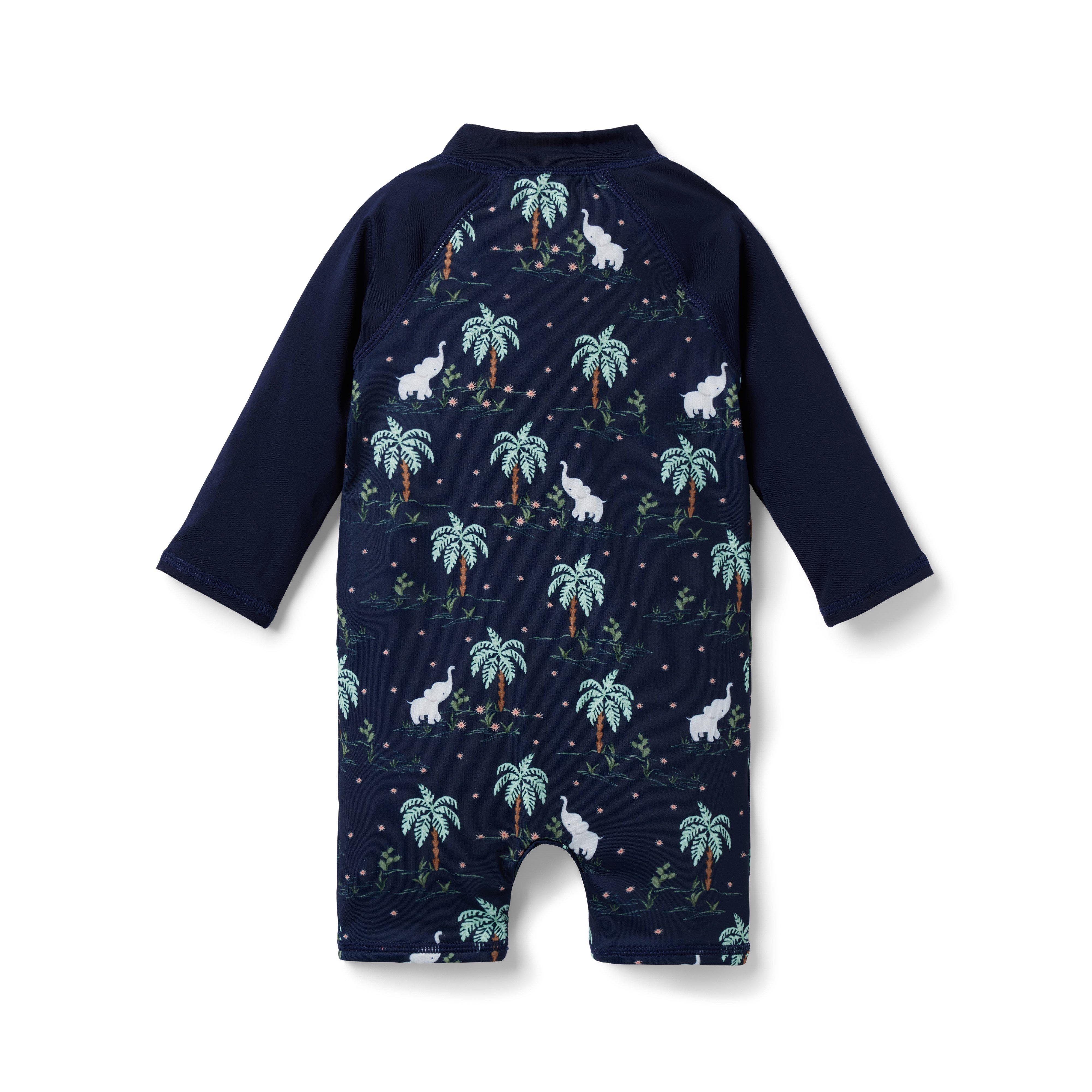 Baby Elephant Palm Tree Recycled Rash Guard image number 1