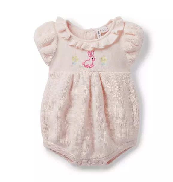 Baby Embroidered Bunny Sweater Romper