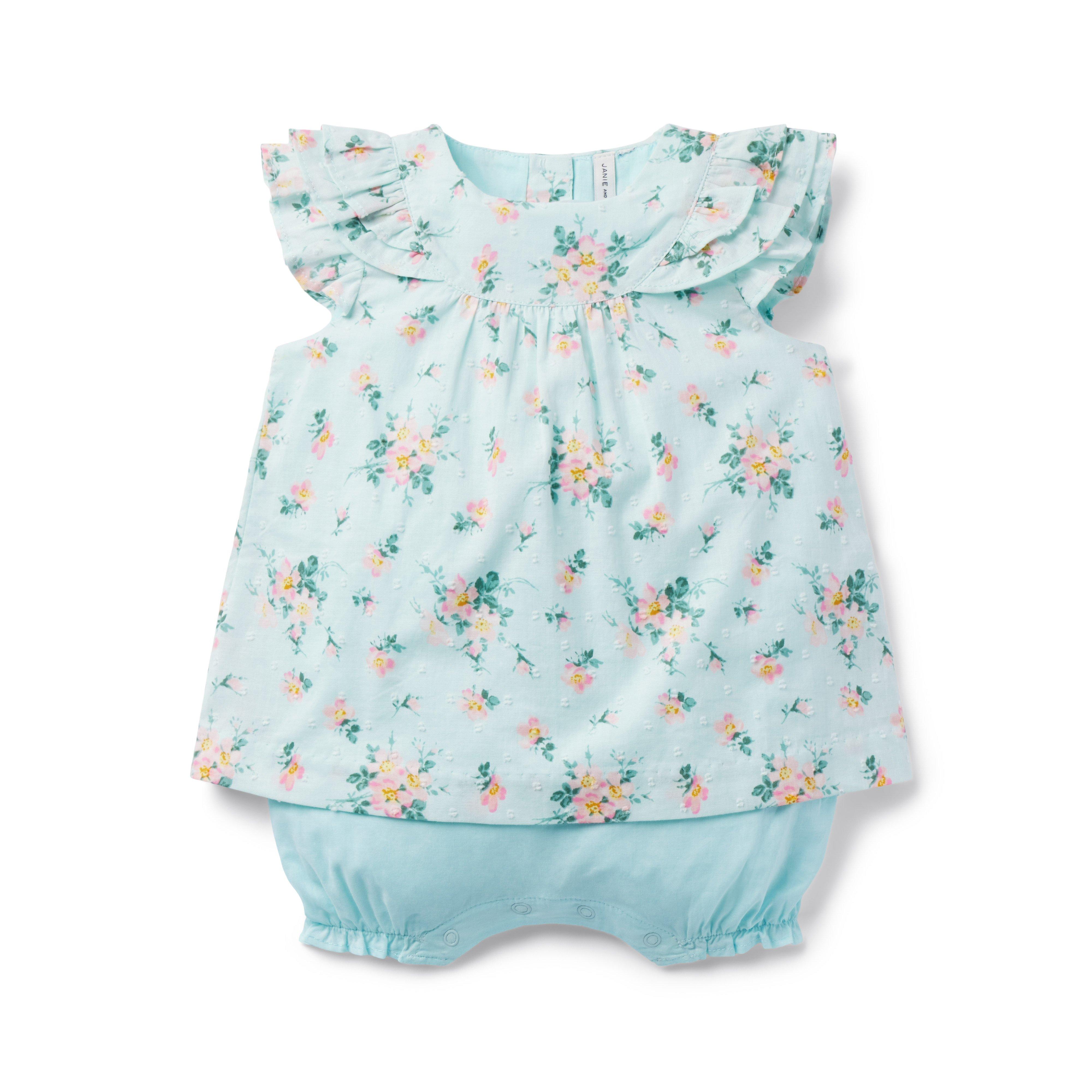 Baby Floral Swiss Dot Romper image number 0