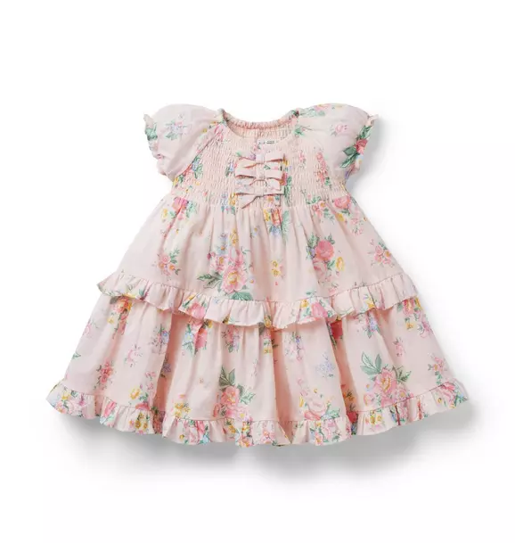Baby Floral Smocked Puff Sleeve Dress