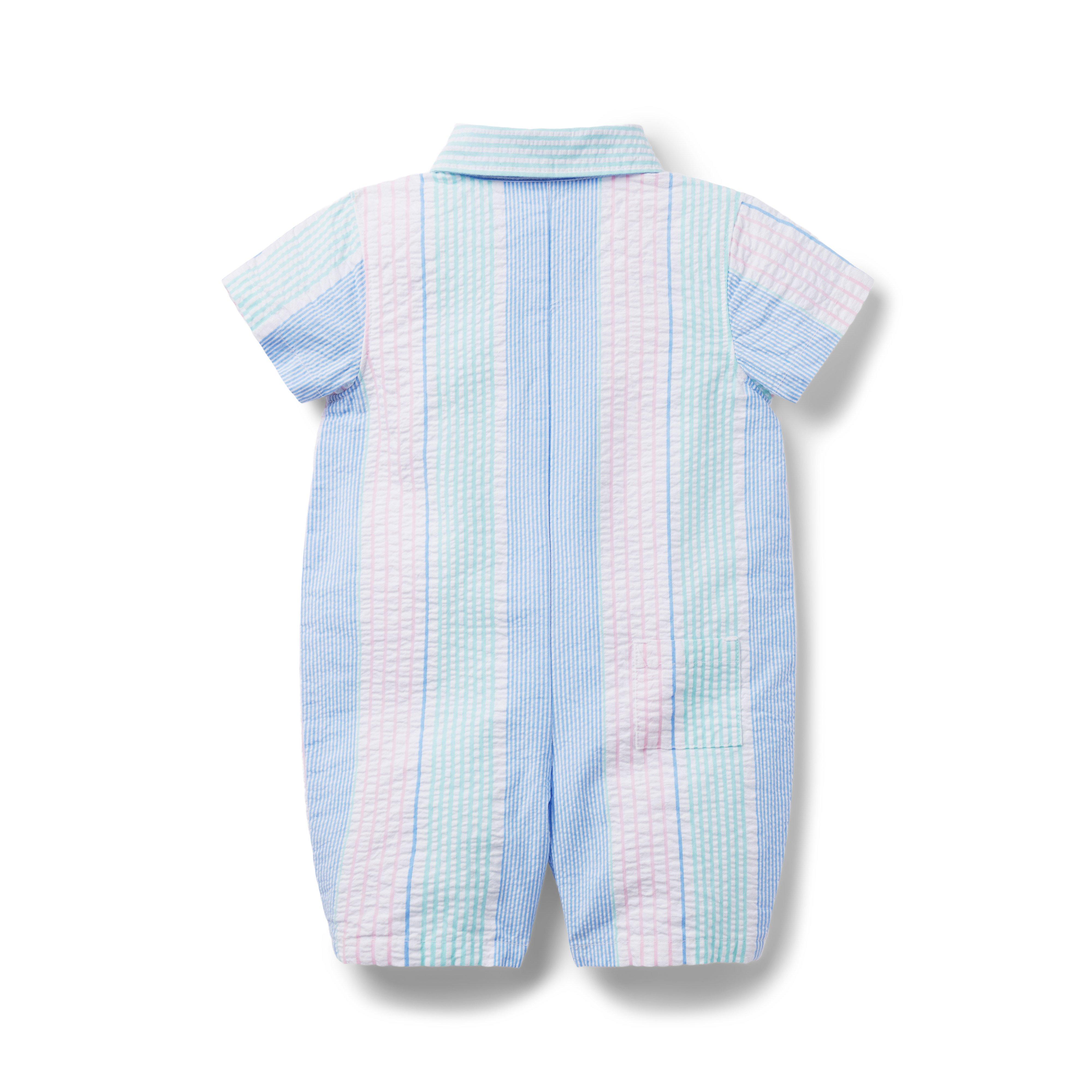 Baby Striped Seersucker Romper image number 1