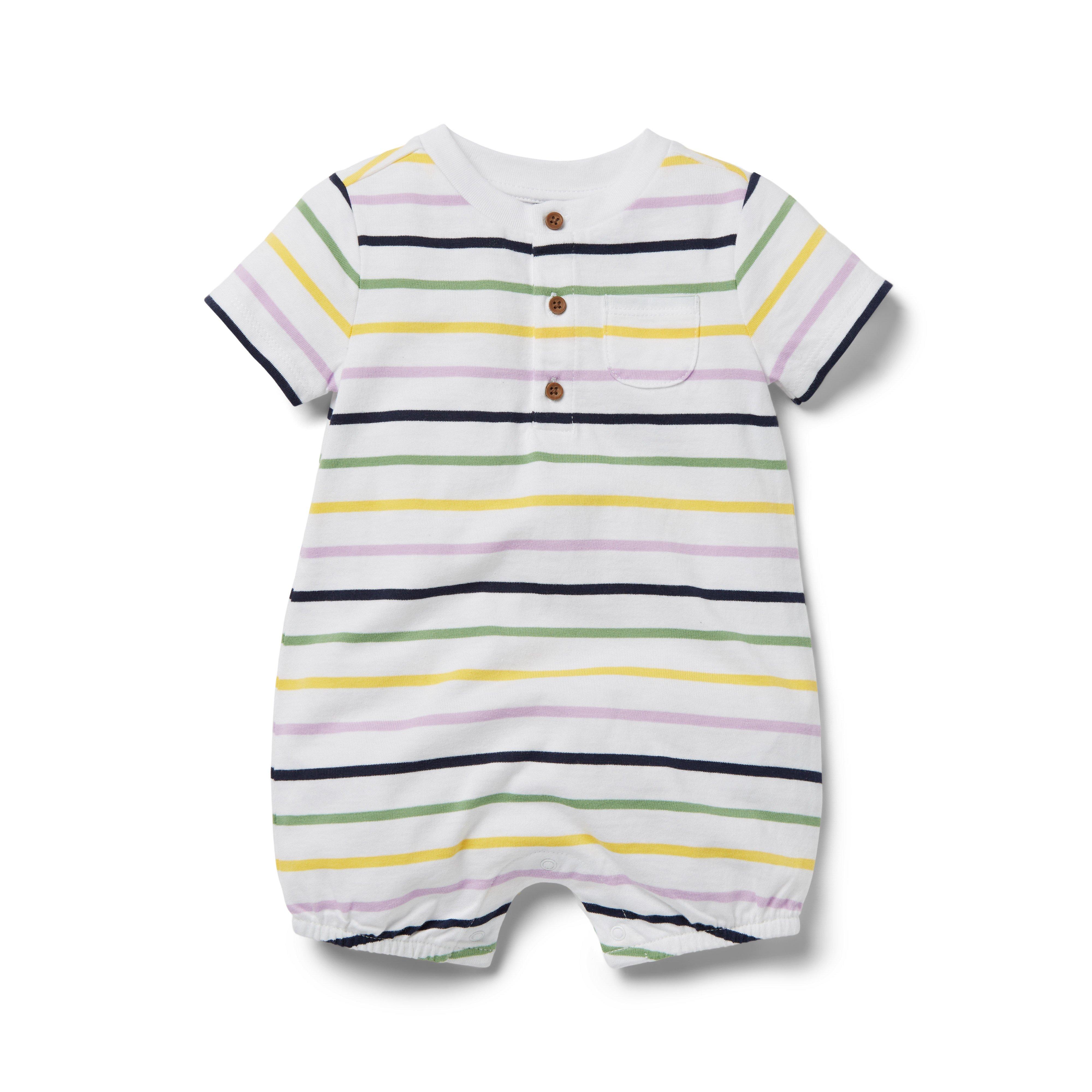 Baby Striped Henley Romper image number 0