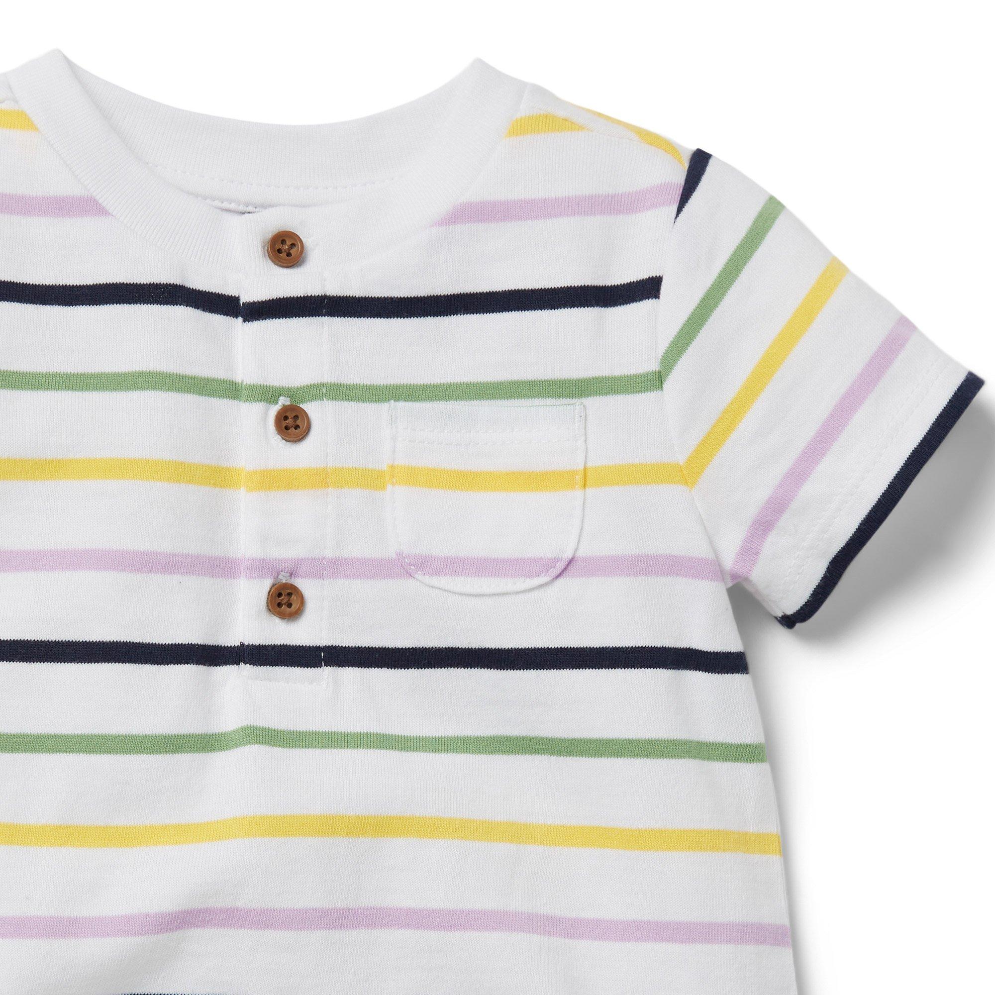Baby Striped Henley Romper image number 1