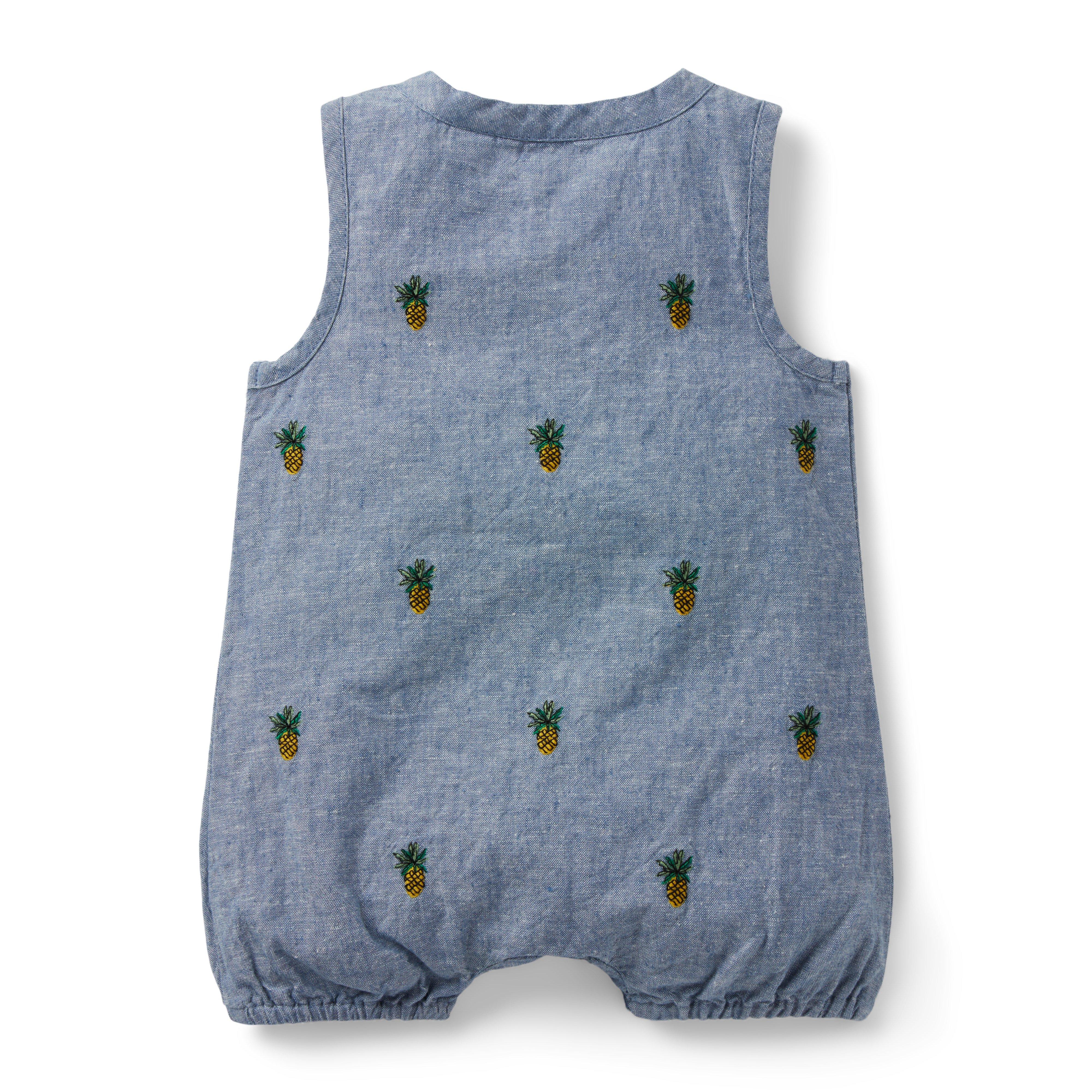 Baby Embroidered Pineapple Linen Romper image number 1