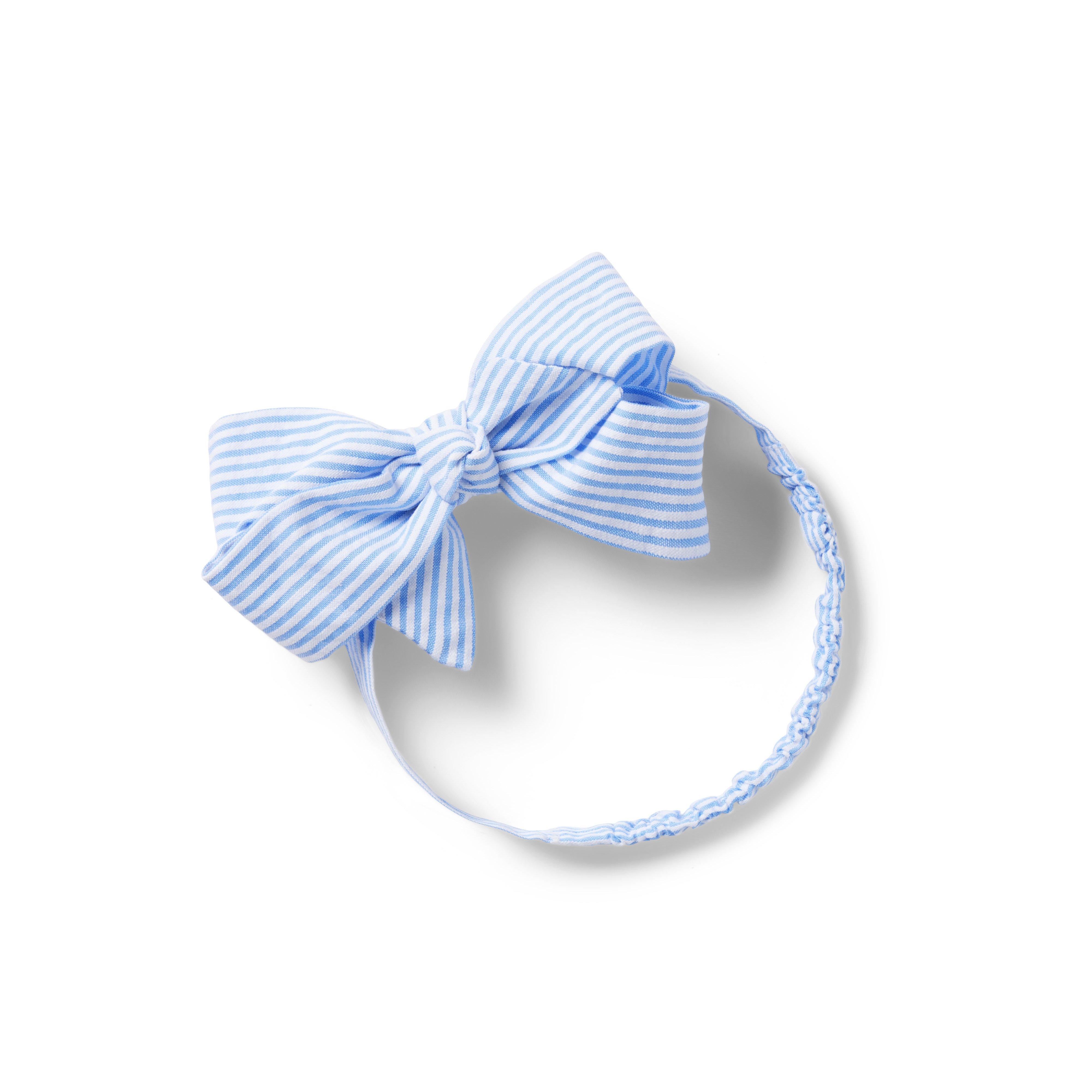 Baby Seersucker Bow Soft Headband image number 0