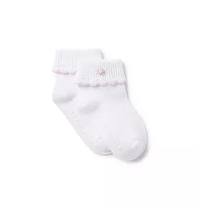 Baby Embroidered Flower Sock
