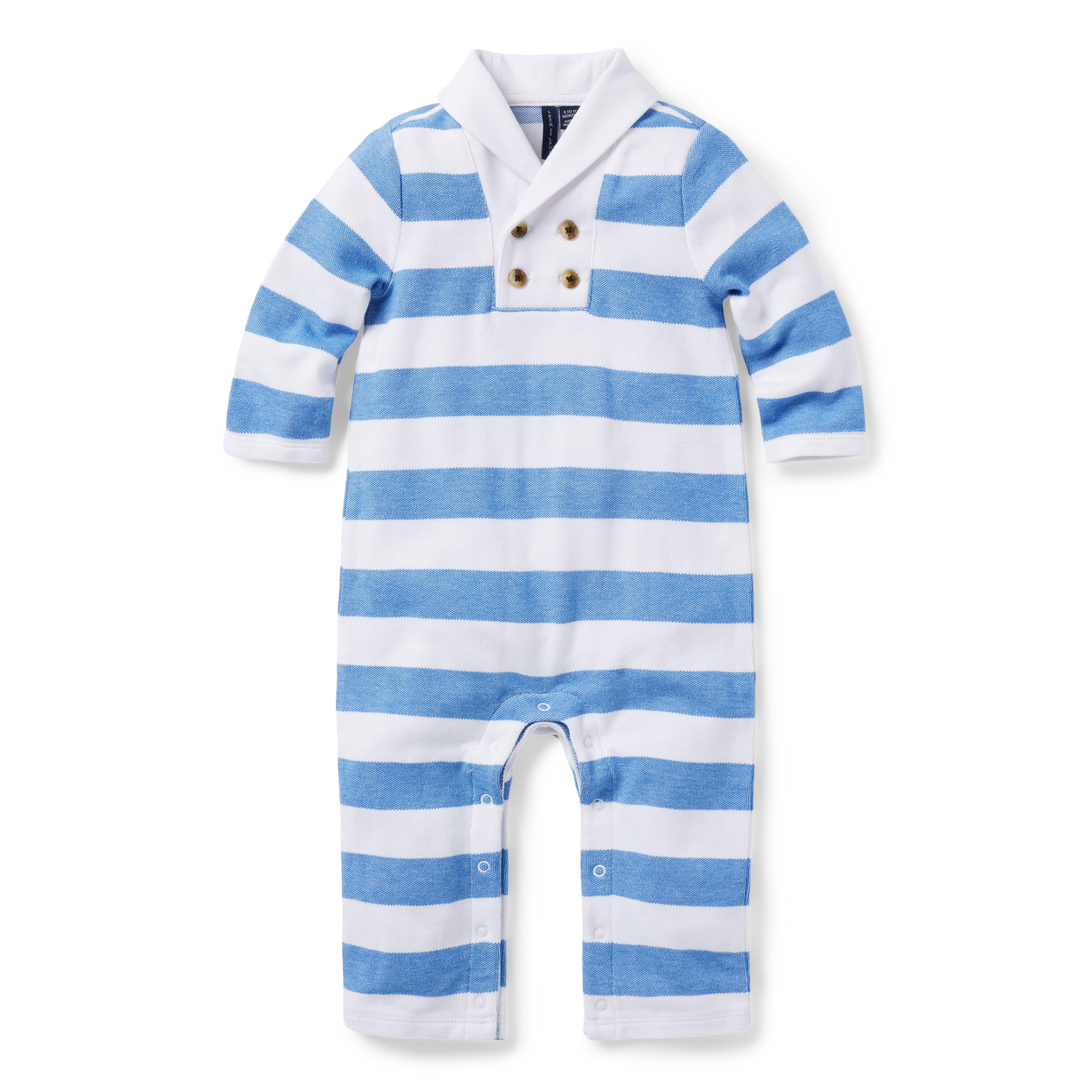 Baby Striped Shawl Collar 1-Piece image number 0