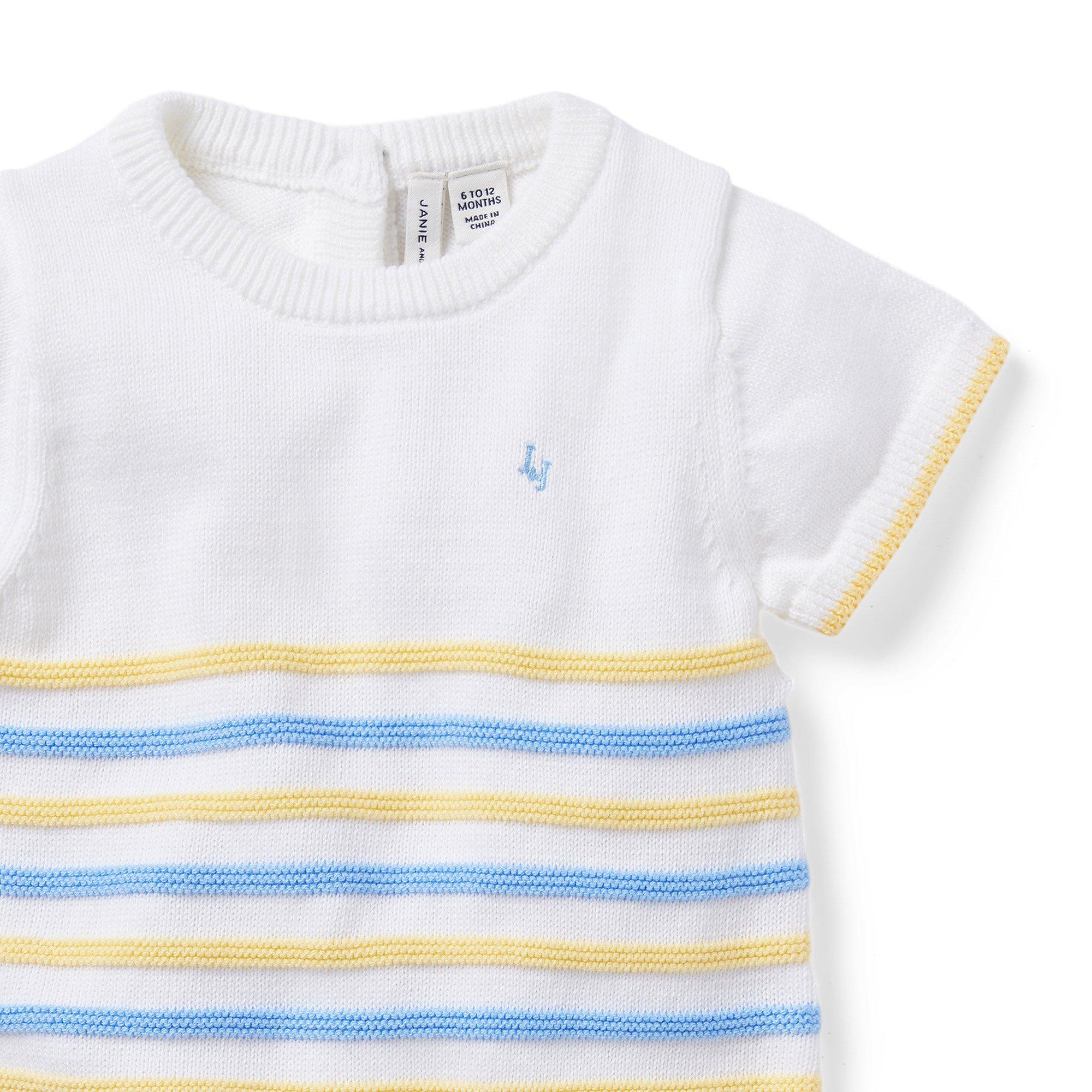 Baby Textured Striped Romper image number 2