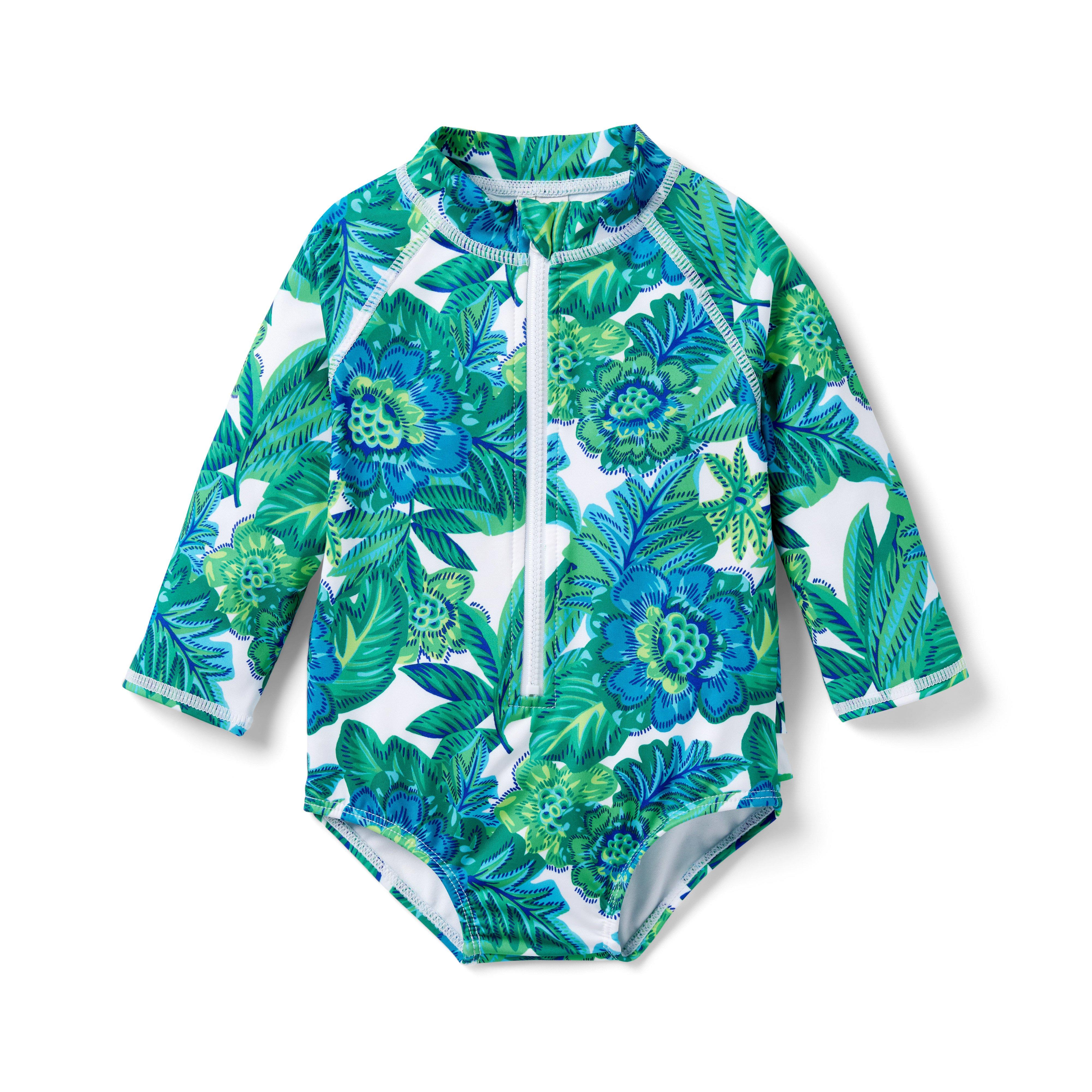 Baby Tropical Floral Recycled Rash Guard Swimsuit image number 0