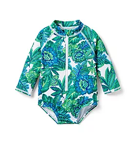 Baby Tropical Floral Recycled Rash Guard Swimsuit